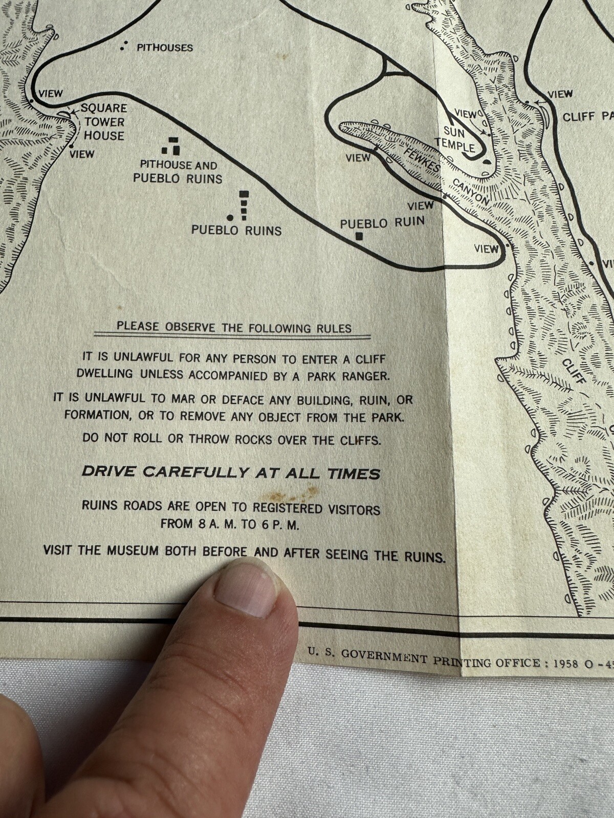 1957 Map Of Mesa Verde National Park Map Ephemera Vintage Paper