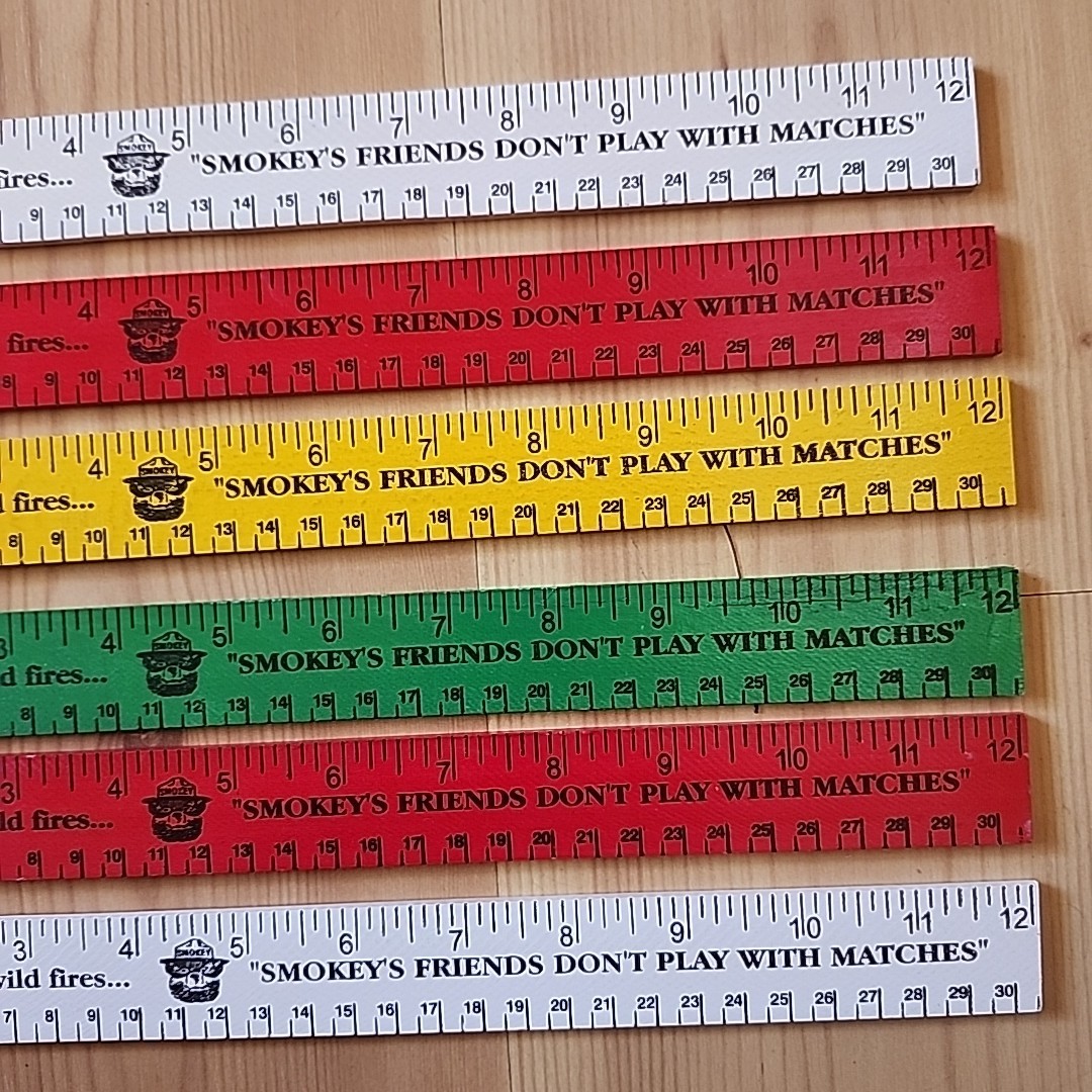 6 VTG Smokey The Bear Wood Ruler Smokey’s Friends Don’t Play With Matches