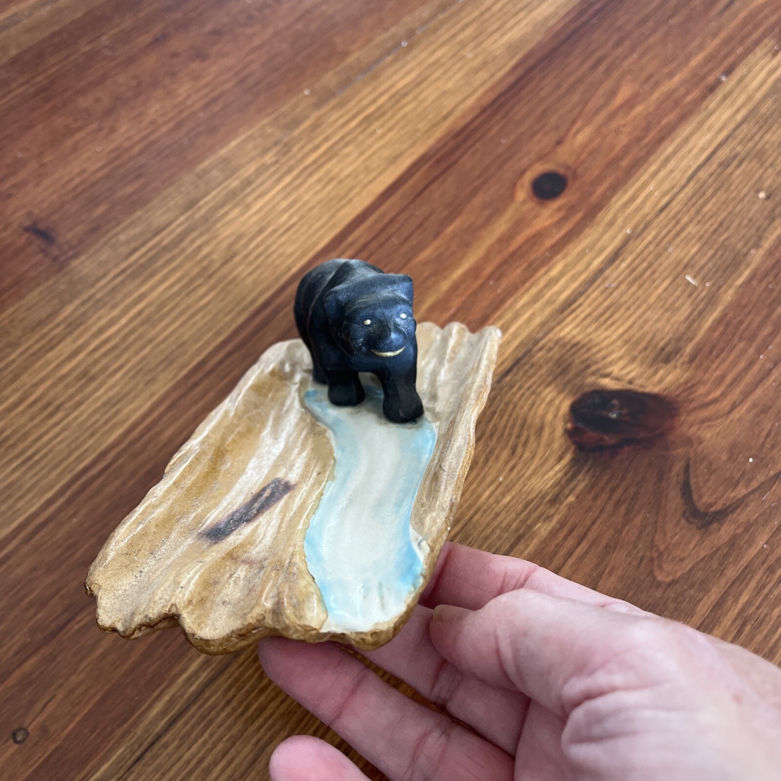 VINTAGE 6 1/2” WALKING BEAR TRINKET DISH / ASHTRAY Made in Japan