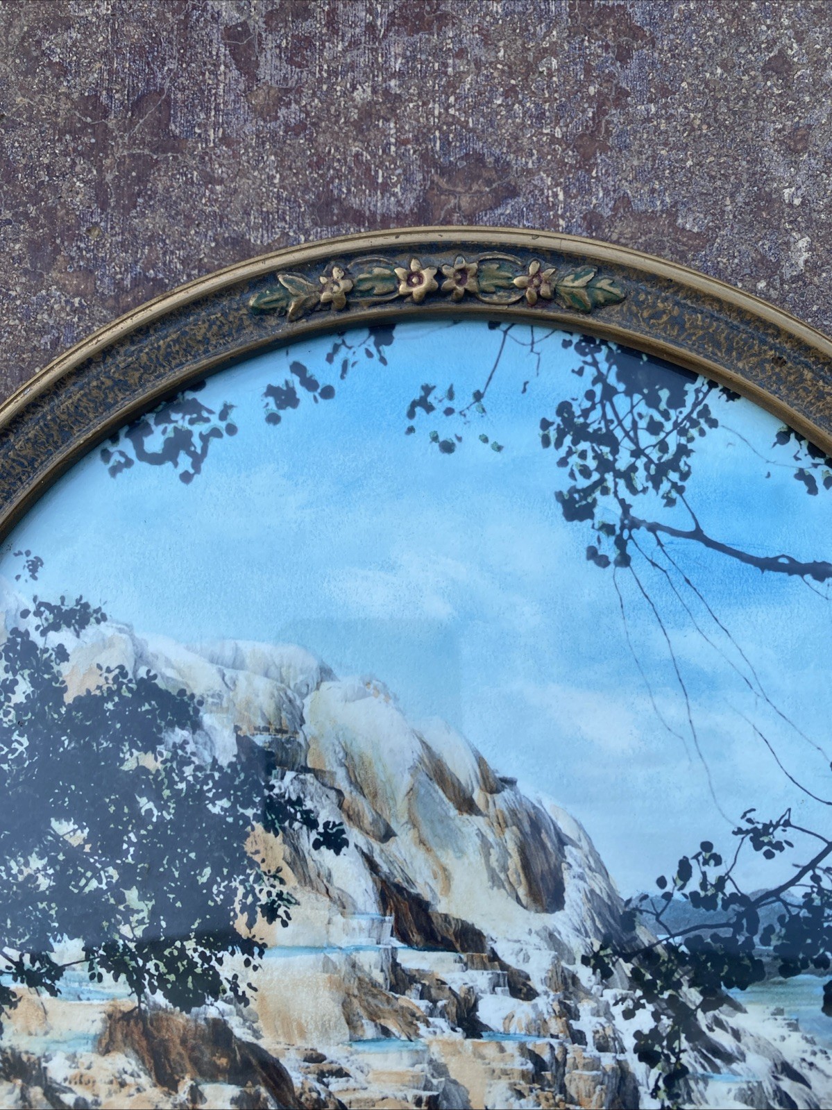 C.1920S JACK ELLIS HAYNES YELLOWSTONE PARK HAND TINTED PHOTOGRAPH FRAMED ROUND