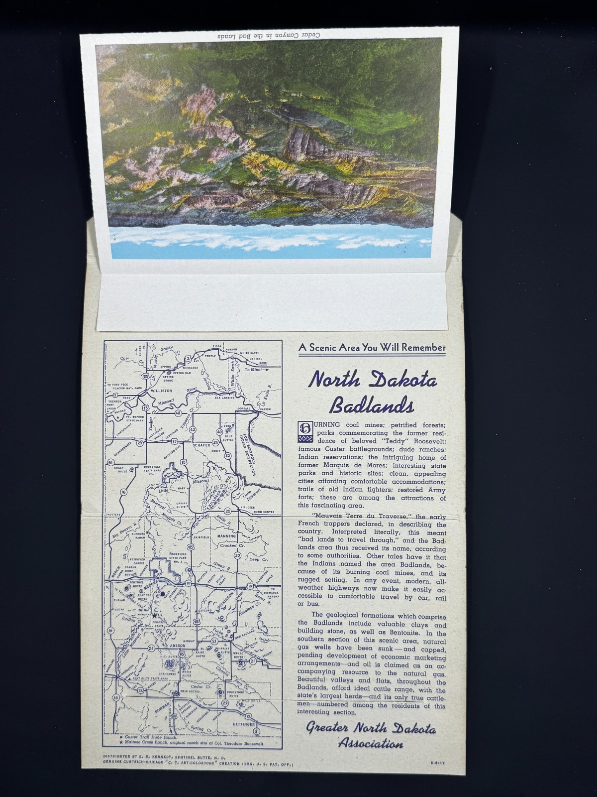 Vintage Souvenir Folder of Bad Lands National Park North Dakota South Dakota