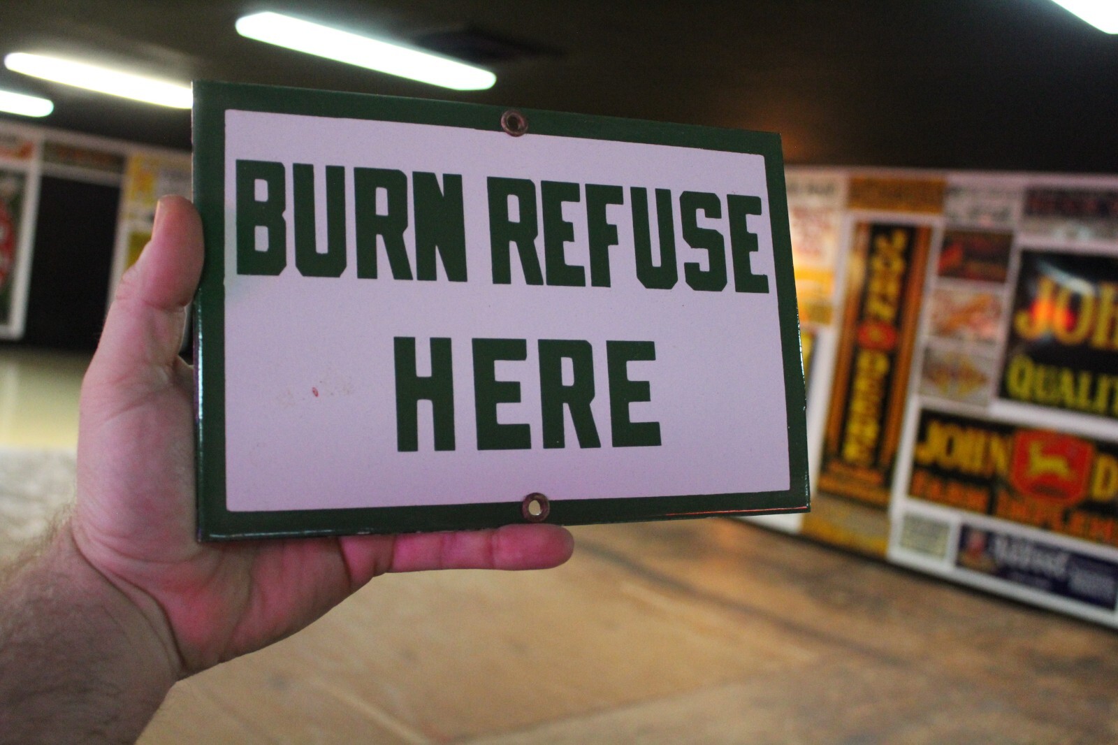 US FOREST BURN REFUSE HERE PORCELAIN METAL SIGN CAMPING NATIONAL PARK SMOKEY GAS