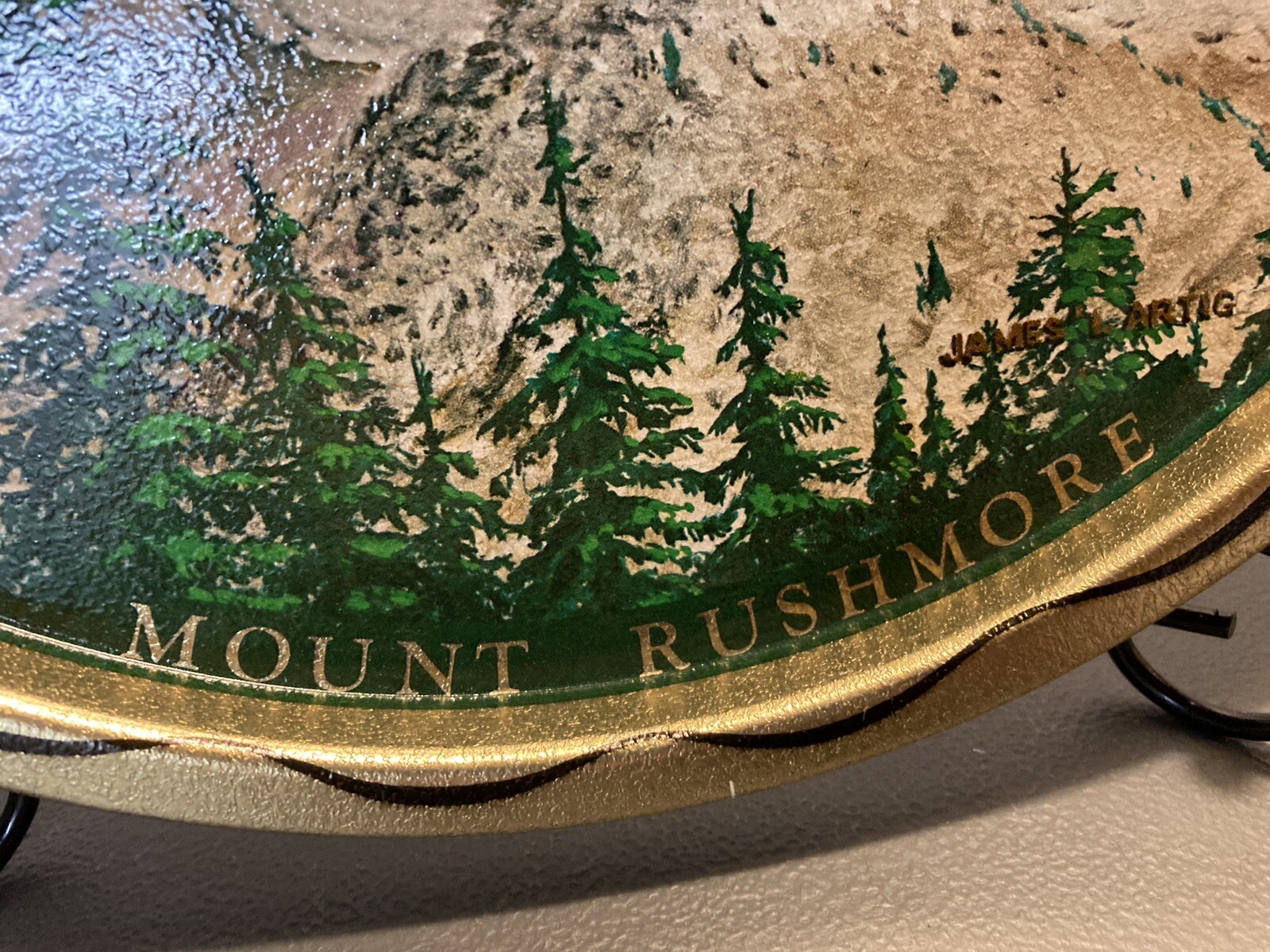 Vintage Mount Rushmore Metal Tin Collector Souvenir Plate Tray 11 Inch