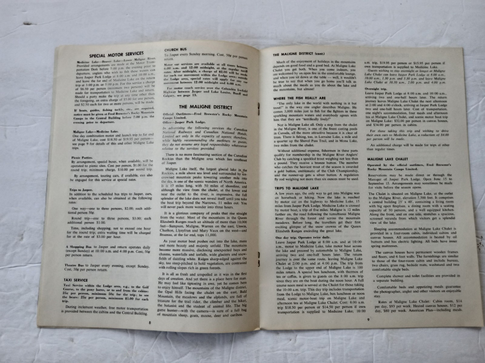 JASPER PARK LODGE Alberta 1959 Rates Information Book Canadian National Railways