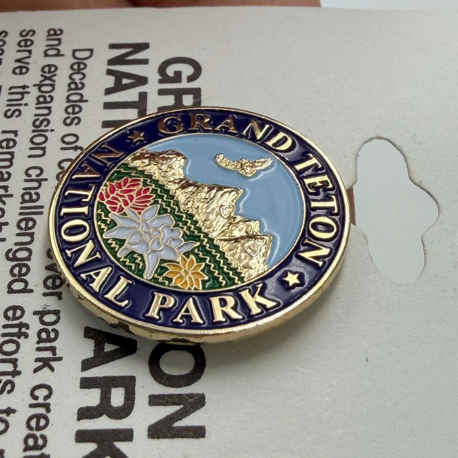 Grand Teton National Park Wyoming Mountain Lapel Pin Wildflowers Travel Souvenir