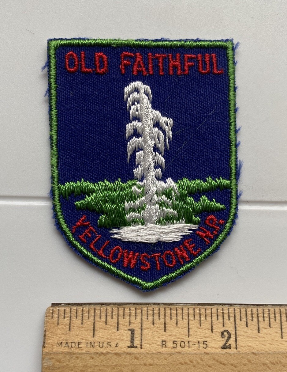 Old Faithful Geyser Yellowstone National Park Souvenir Embroidered Patch Badge