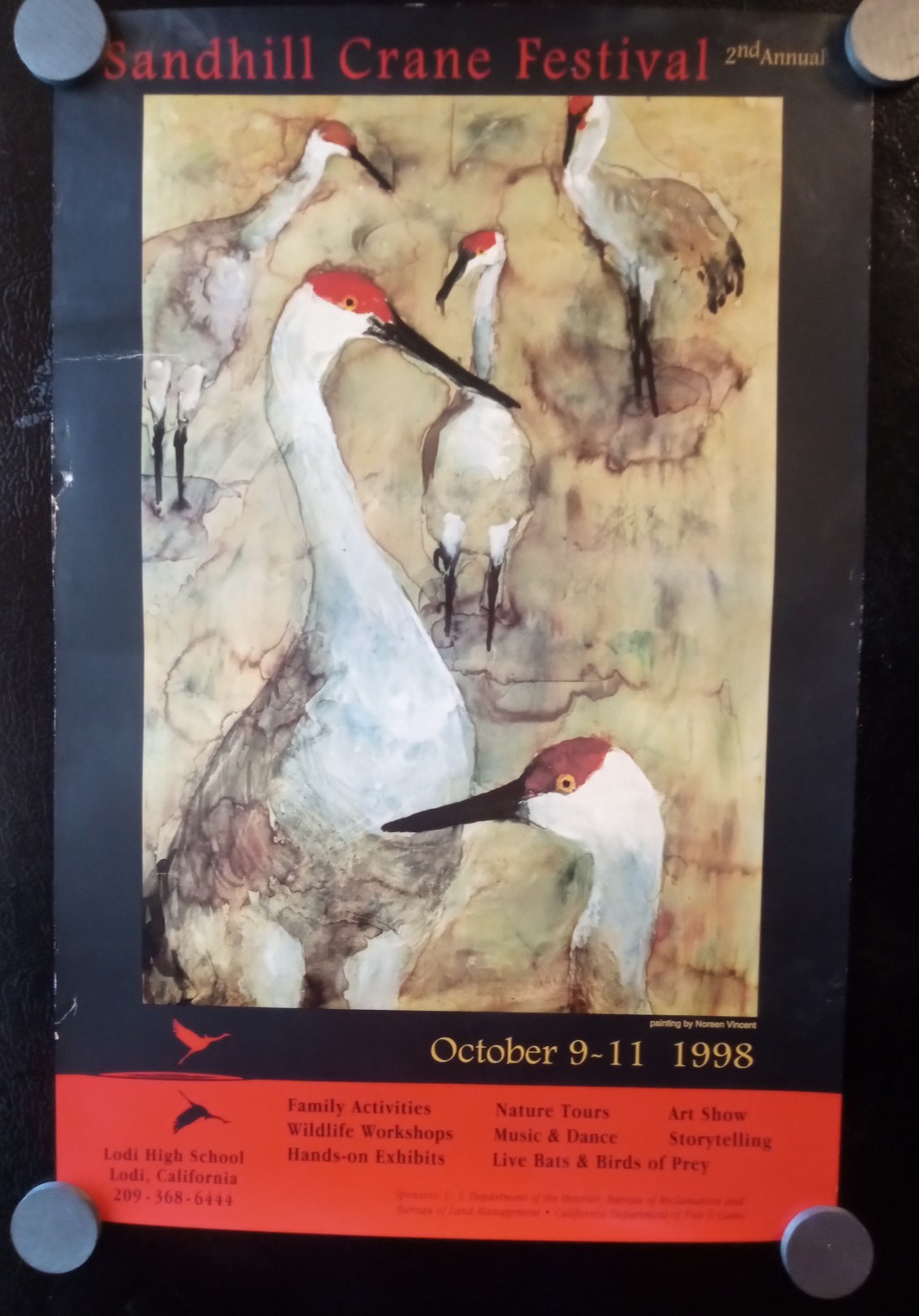 Lot of 5 Vintage National Watchable Wildlife Refuge Posters, Sandhill Crane BLM