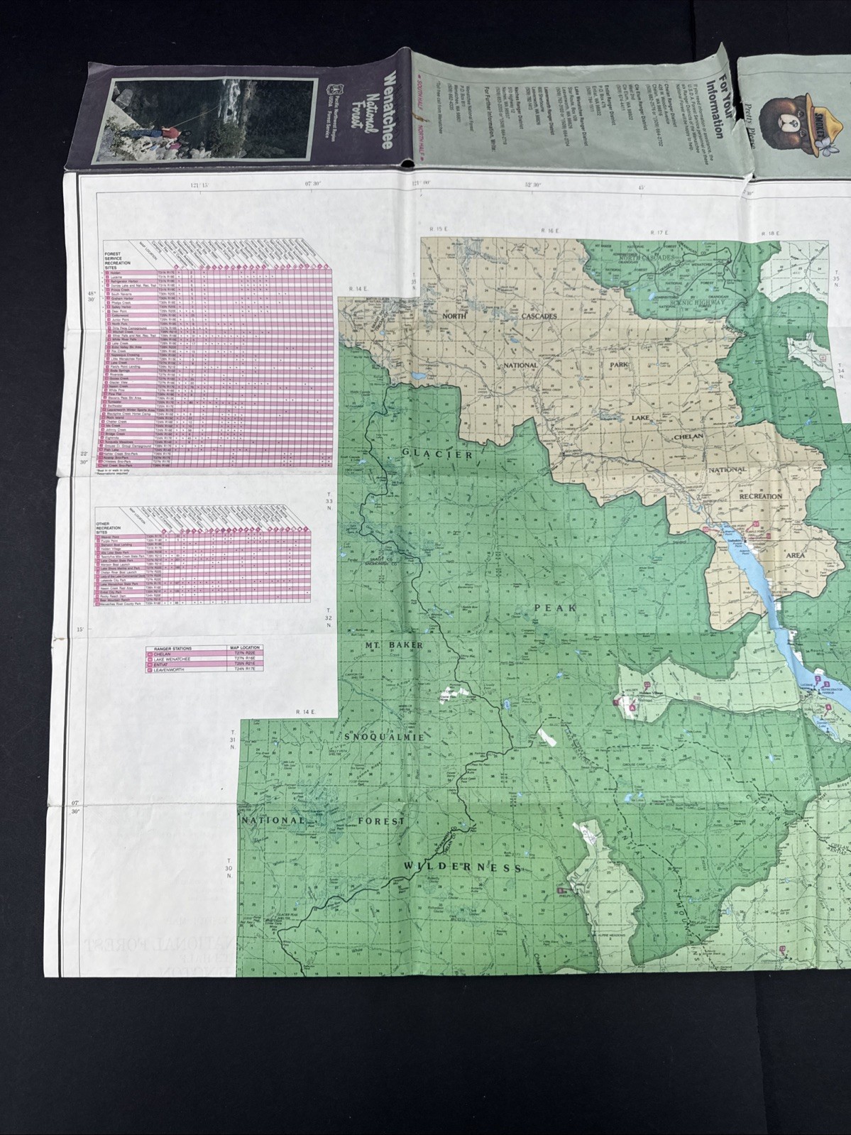National Forest Map – Wenatchee Washington 1989 Recreation Guide