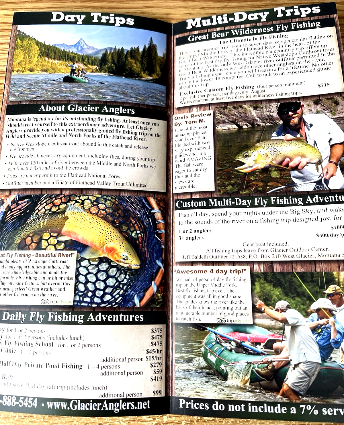 Glacier Anglers Fly Fishing West Glacier, MT Souvenir Brochure Flyer