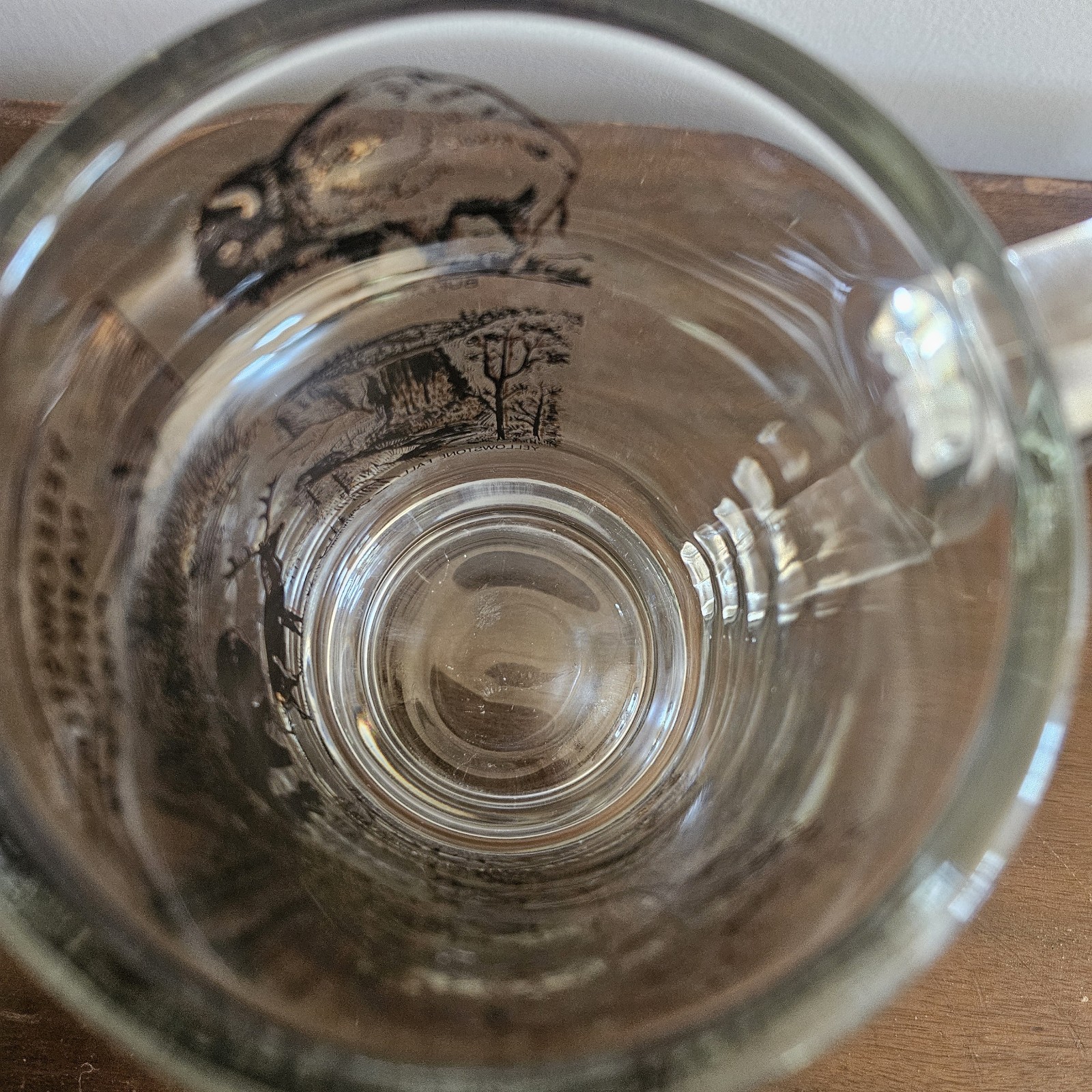 Vintage Yellowstone National Park Clear Glass Black Gold Souvenir Draft Beer Mug