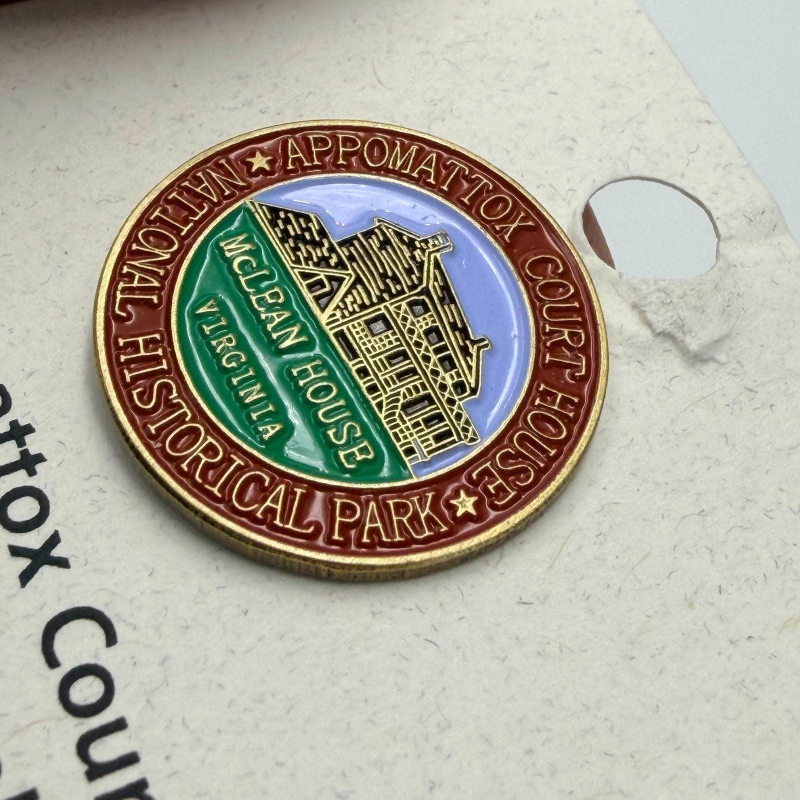 Appomattox Court National Historical Park Lapel Pin McLean House Virginia Vtg
