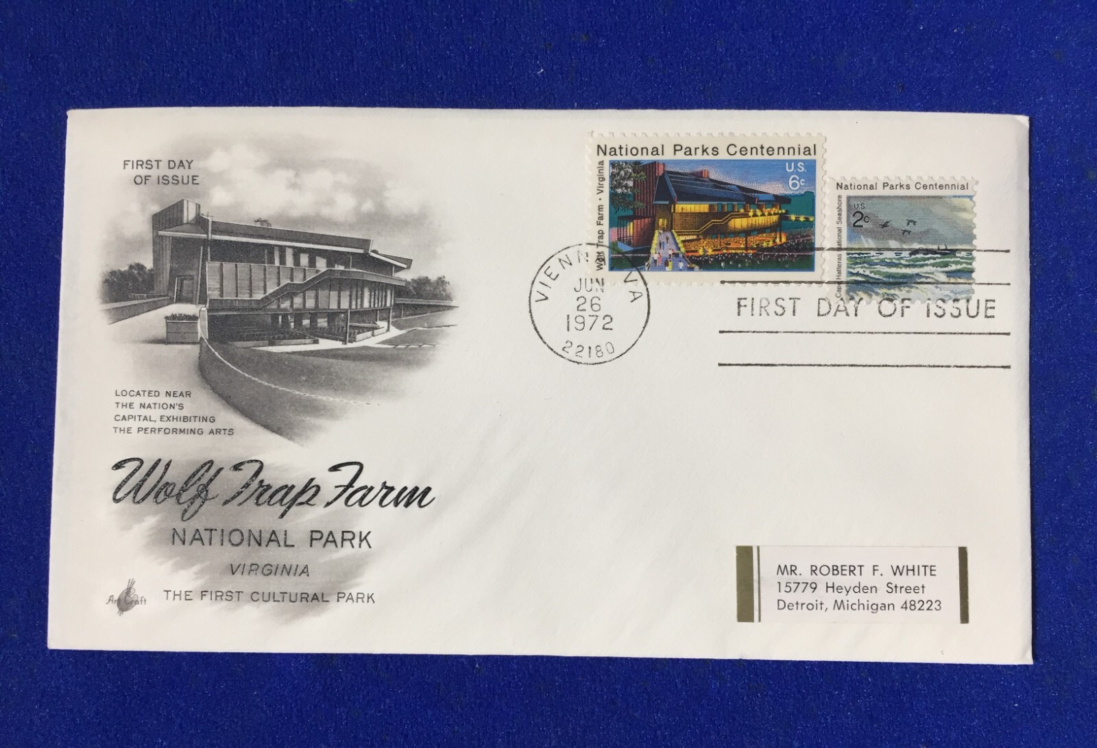 Wolf Trap Farm National Park for Performing Arts Virginia 1972 First Day Cover