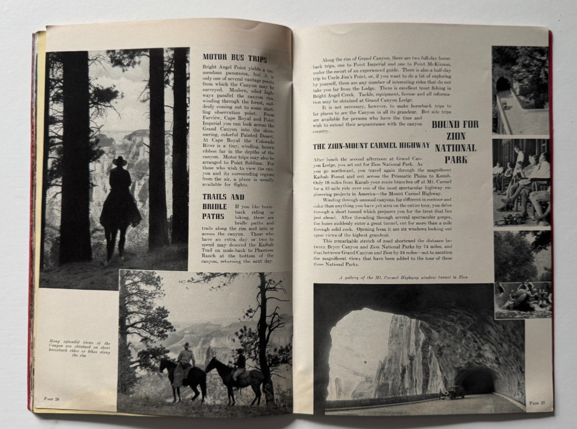 1940 Union Pacific Railroad Advertising Booklet Zion Bryce Grand Canyon Nat Park