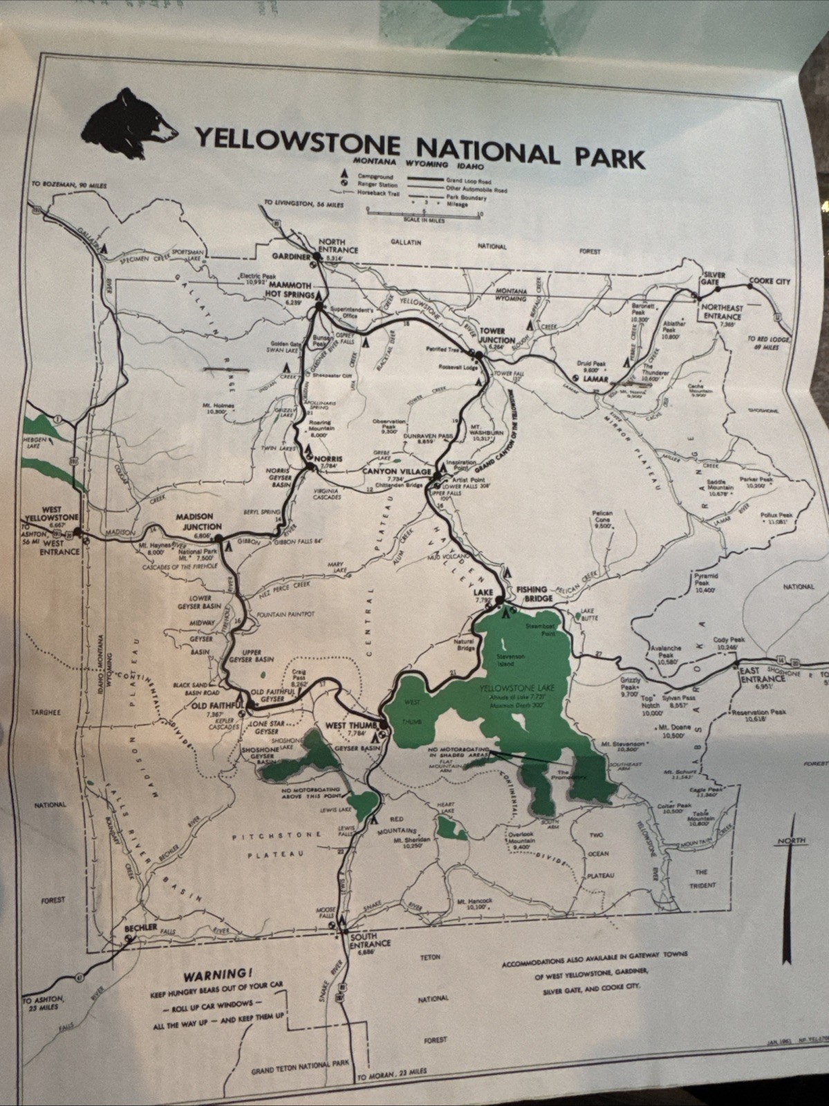 1961 YELLOWSTONE National Park Service Travel BROCHURE Wyoming Montana Idaho