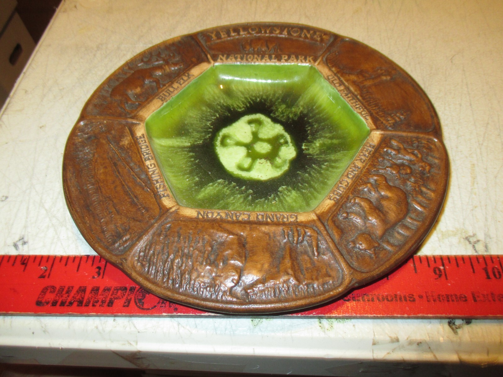 Vintage YELLOWSTONE National Park Treasure Craft Ceramic Trinket Dish Souvenir