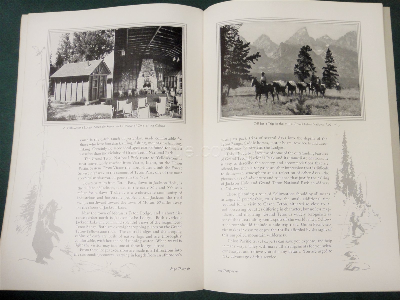 antique YELLOWSTONE and GRAND TETON NATION PARK union pacific rr photo book