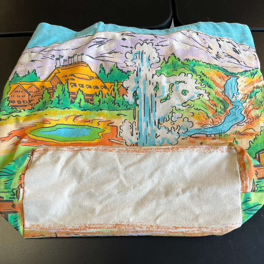 VTG Yellowstone Canvas Bag Souvenir National Park Watercolor Bison Sign 17×14″