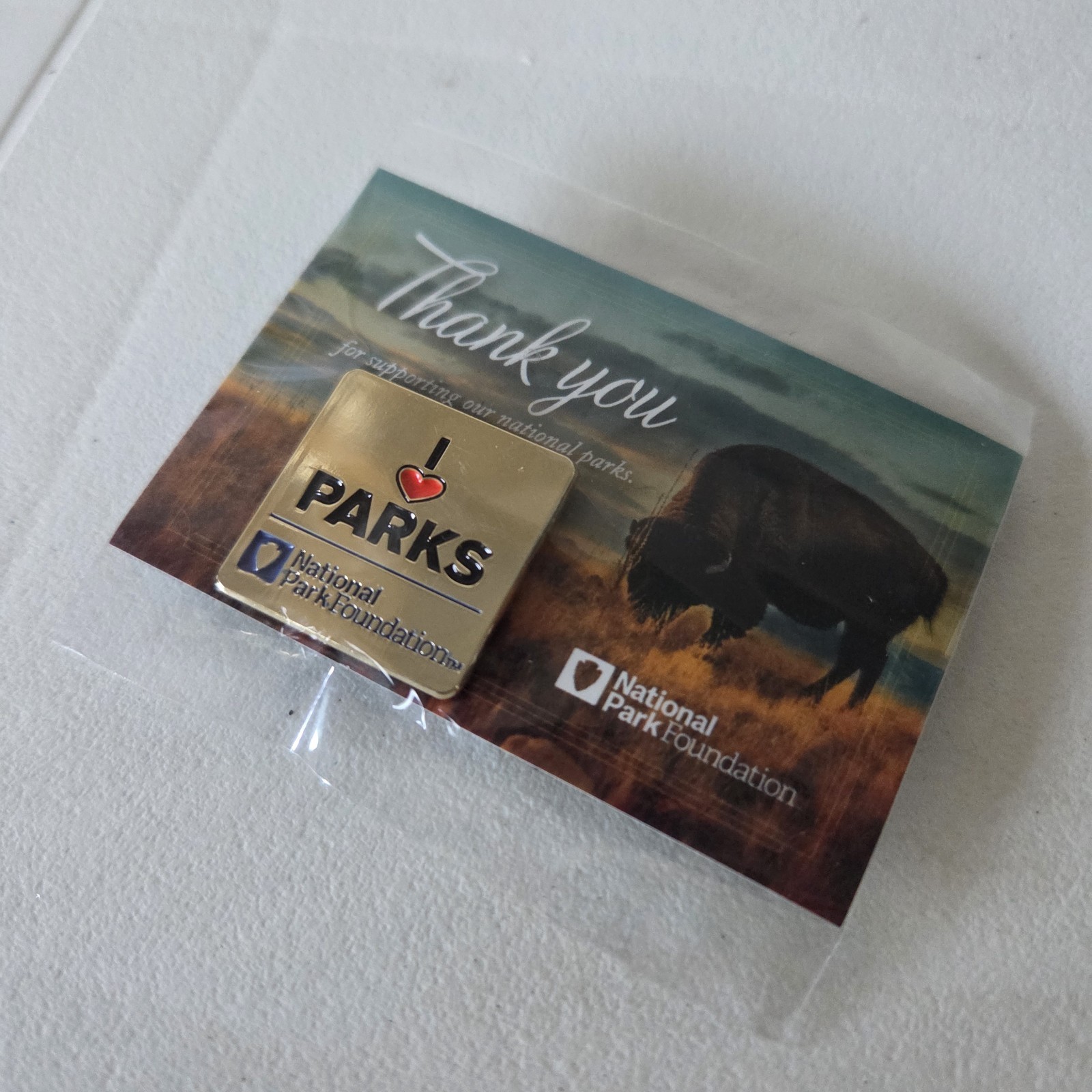 National Park Foundation Supporter Lapel Pin I Heart Love Parks Bison Buffalo