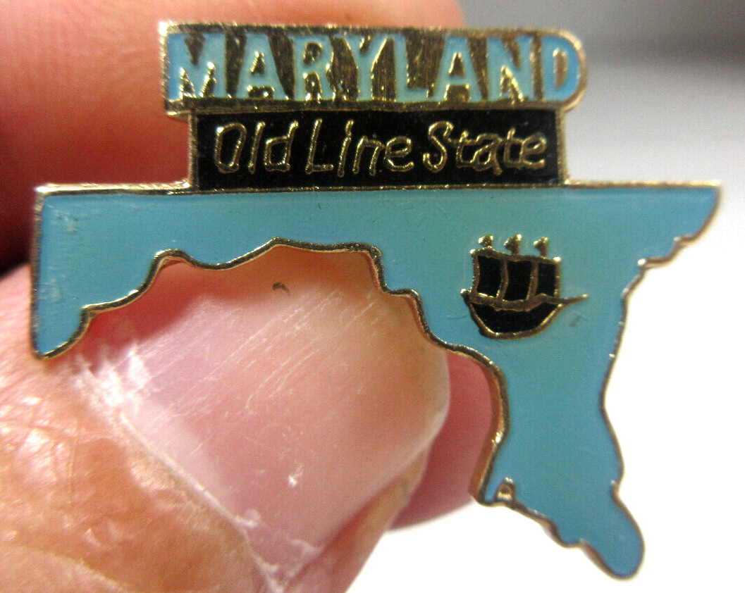 vintage Maryland Old Line State map figure souvenir lapel pin