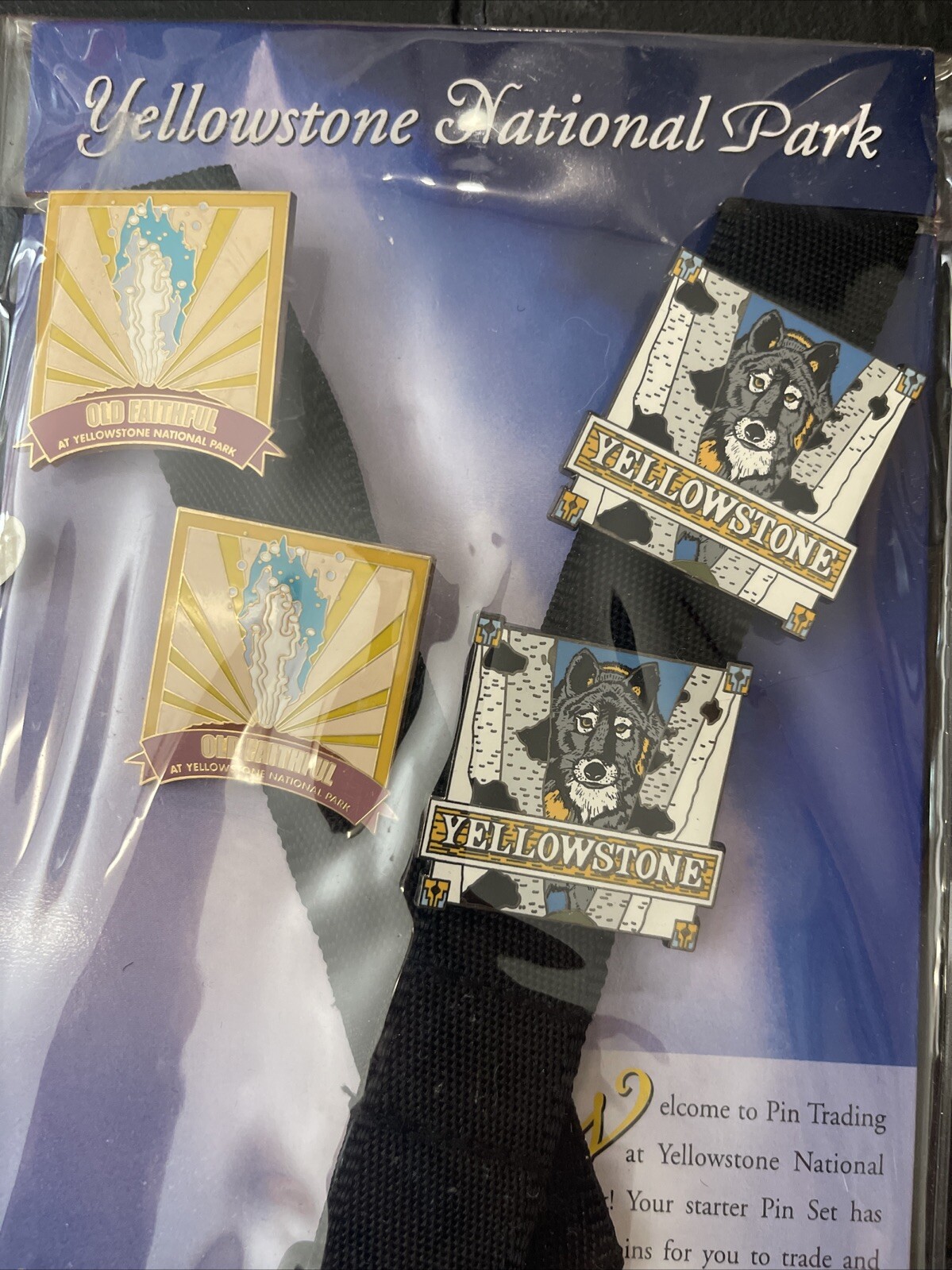 Yellowstone National Park Starter Pin Set NEW Old Faithful & Wolf
