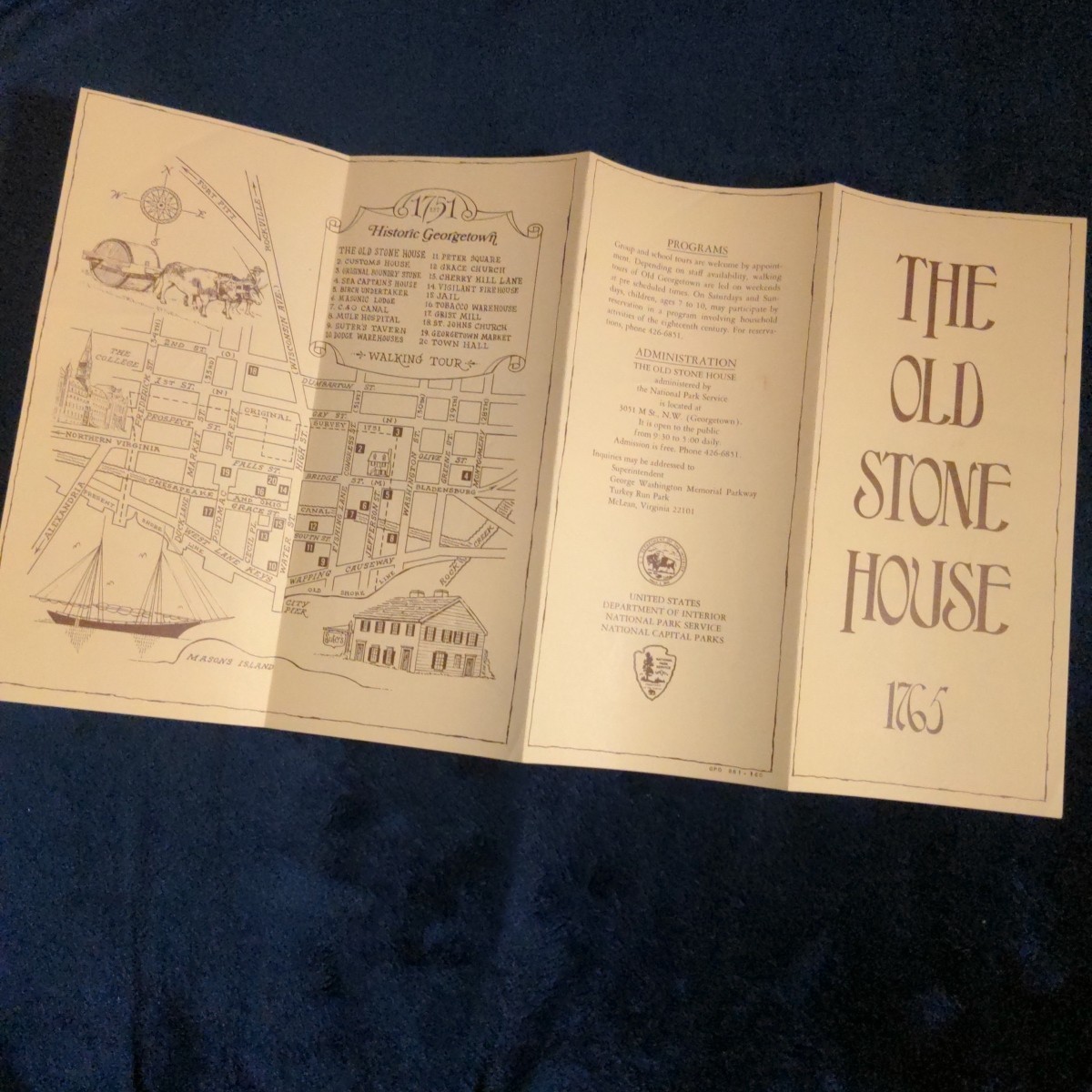 Old Stone House Brochure, Washington DC Georgetown National Park Service 1970s