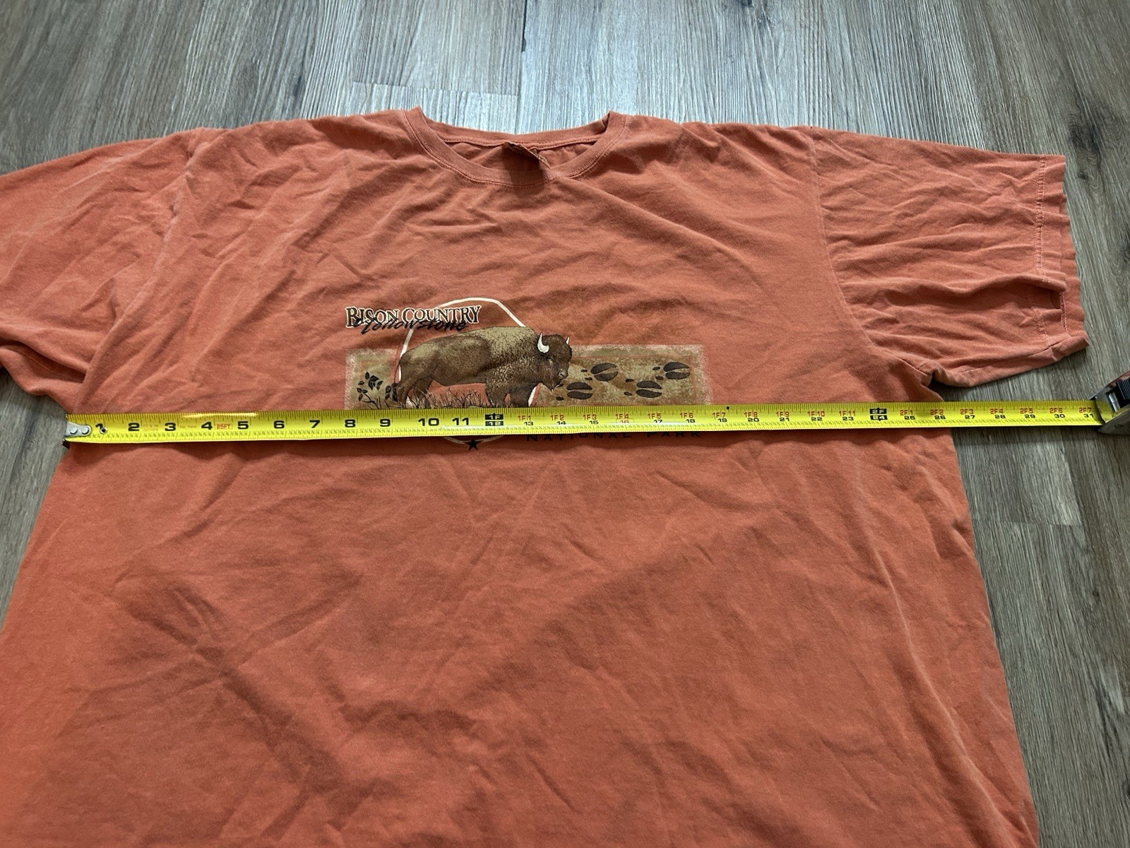 Vintage Bison Country Yellowstone National Park My Dyer Orange Shirt XXL