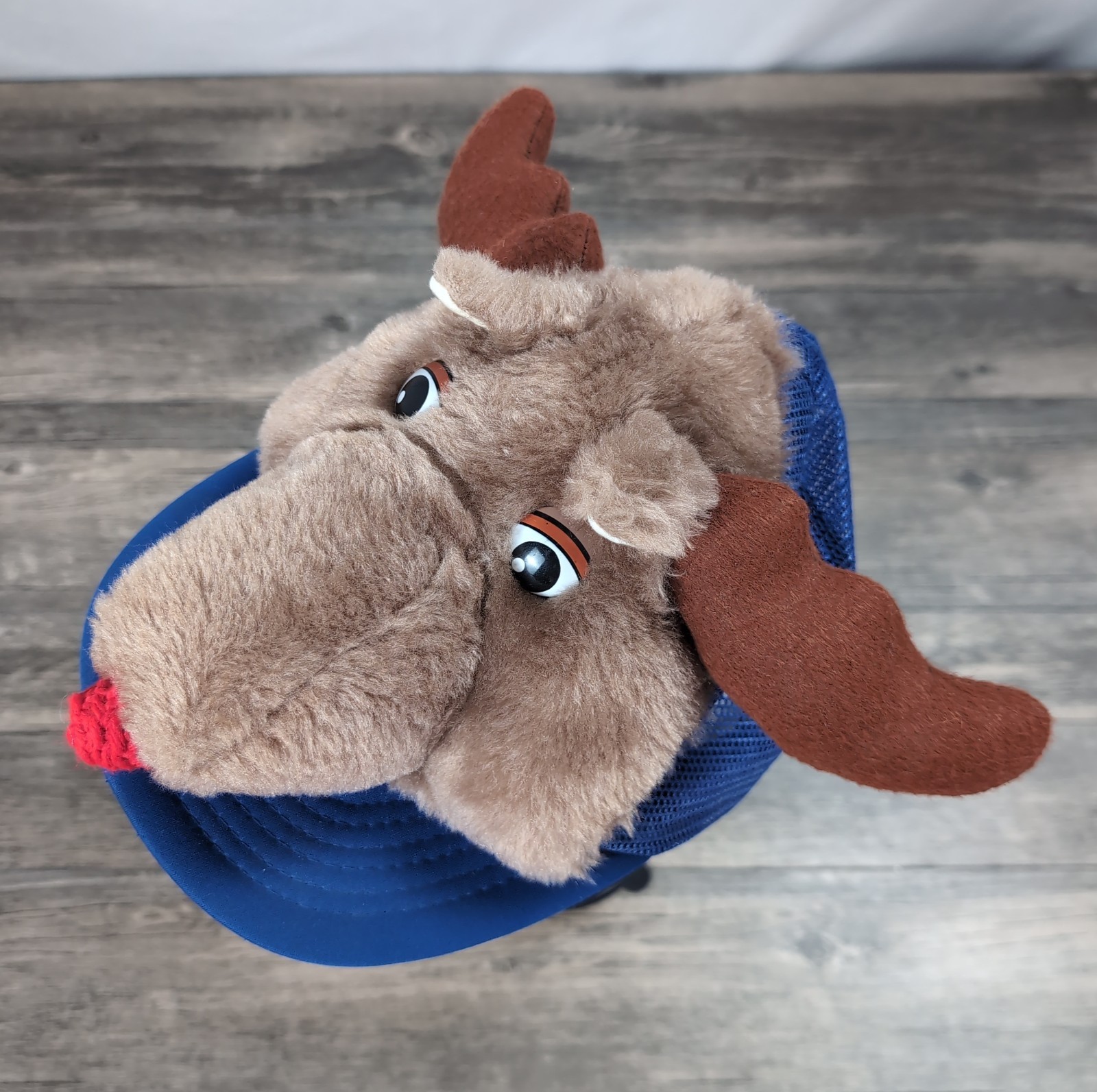 VTG Hat Dimensional 3D Plush MOOSE REINDEER Snapback Cap 3 West Zoo Blue Rare