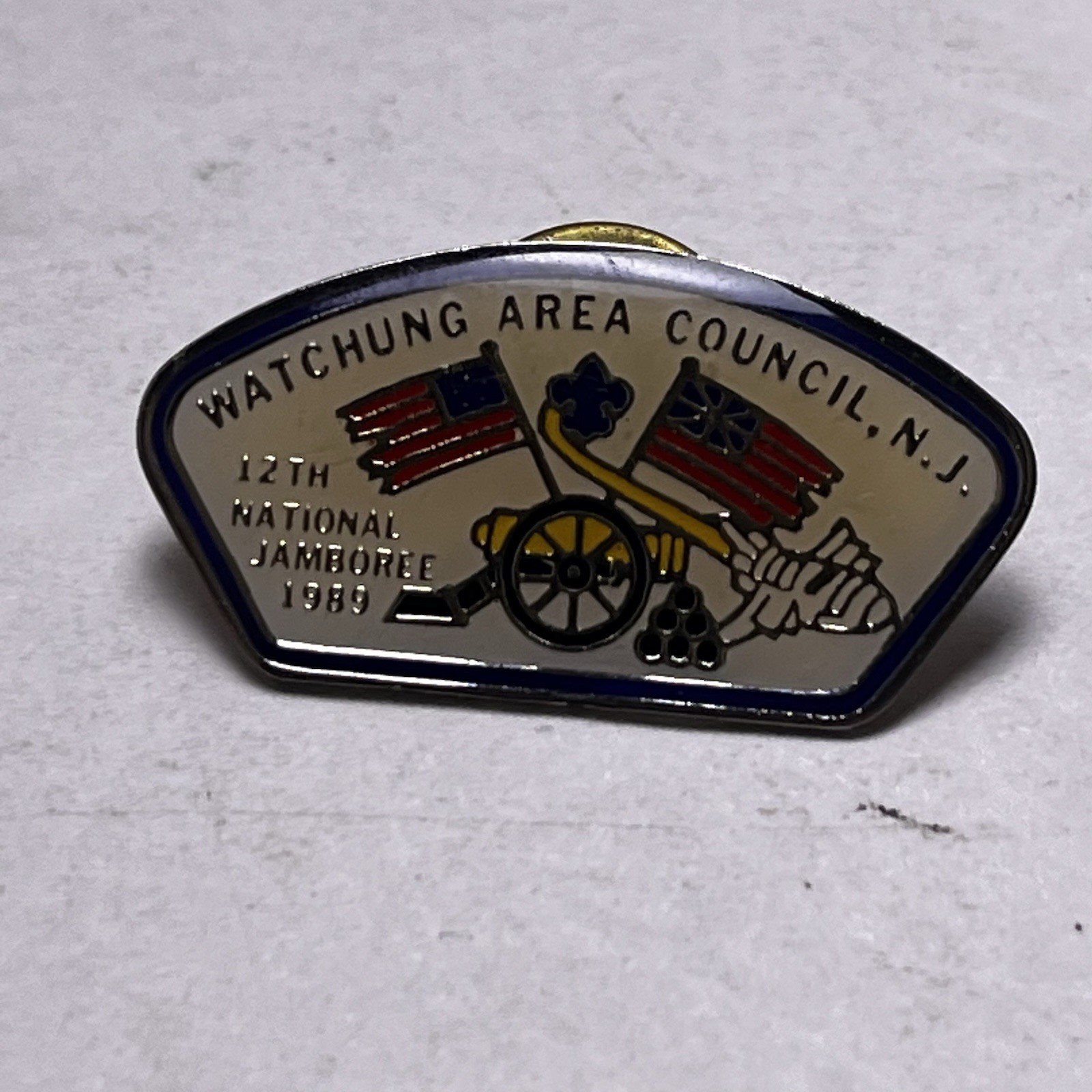 Vintage Watching Area Council N.J. – 12th National Jamboree 1989 – Metal Pin