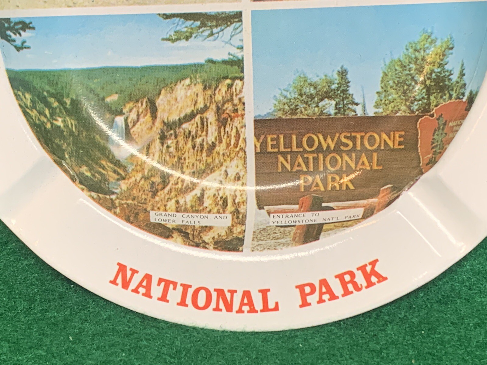Vintage 5 1/2” Metal Tin Yellowstone National Park Souvenir Ashtray Hong Kong