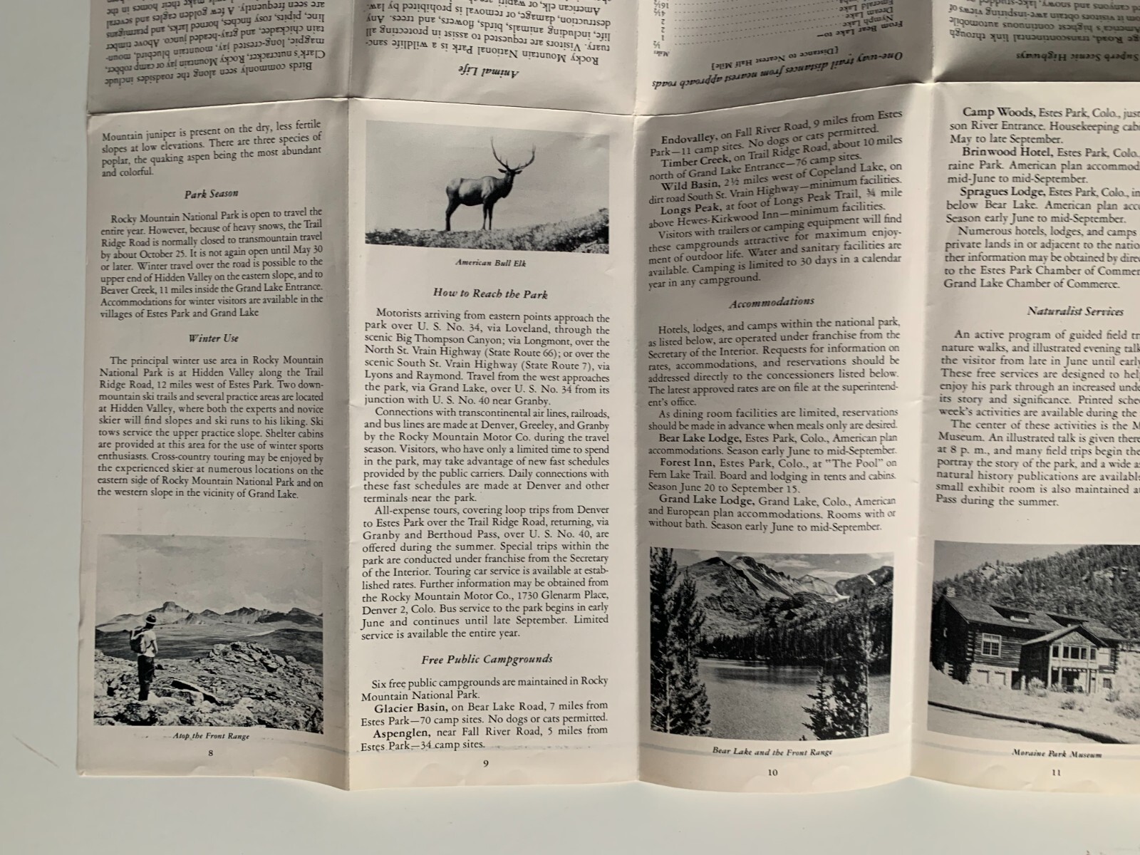Vintage 1951 Colorado Rocky Mountain National Park Brochure Map illustrated