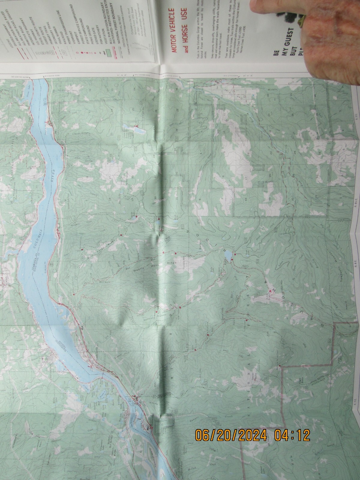 forest trails of the Columbia Gorge Mt Hood National Forest oregon map 1970