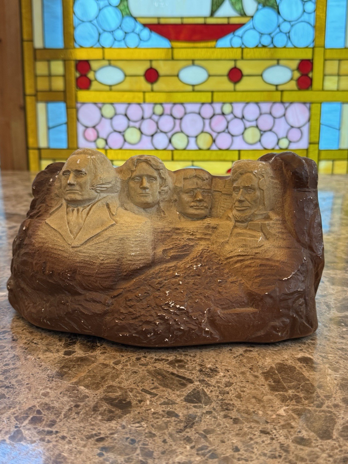 Mt Rushmore Memorial Vintage 1956 Forrette Plaster Chalkware Sculpture Bookend