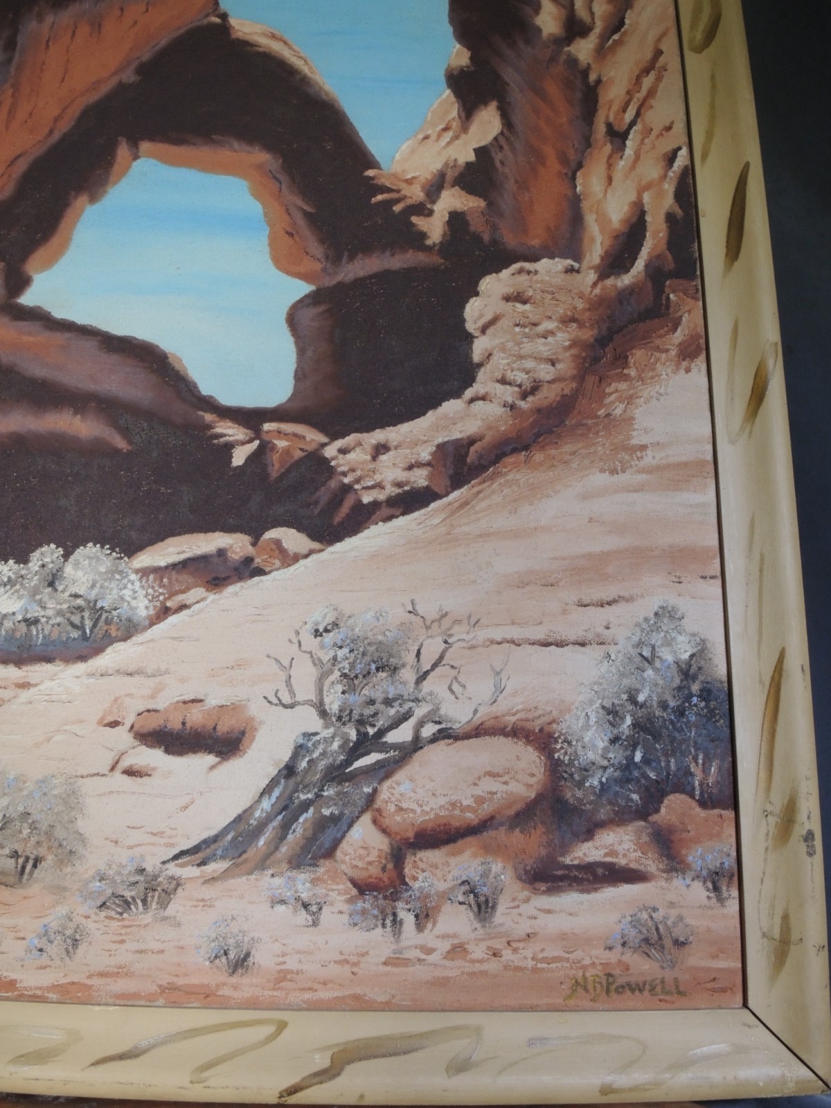 Vintage Signed 1938 Oil Painting of the Double O Arch, Arches National Park Utah