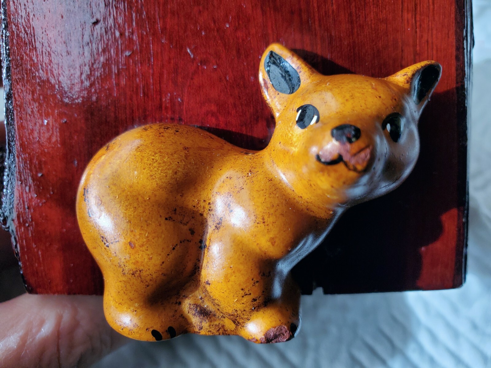 1940s Vintage MUIR WOODS California REDWOOD Forest PIGGY BANK Baby Fox SOUVENIR