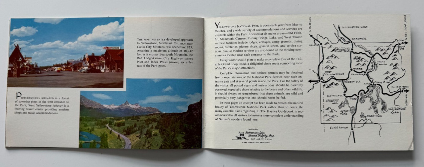 Vintage ca 1950s Yellowstone National Park Souvenir Booklet color illustrated