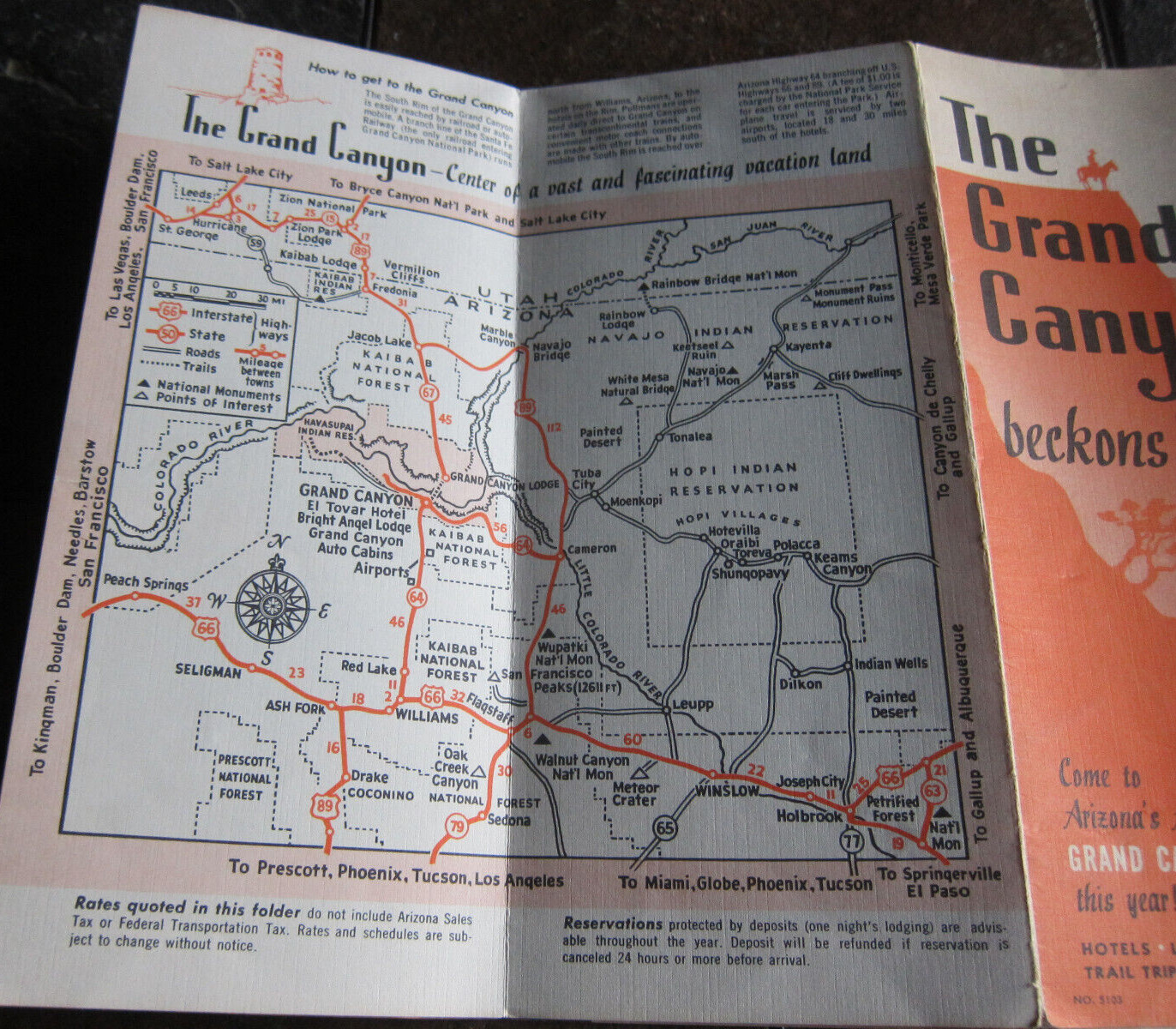 Vintage Brochure GRAND CANYON National Park Arizona Fred Harvey