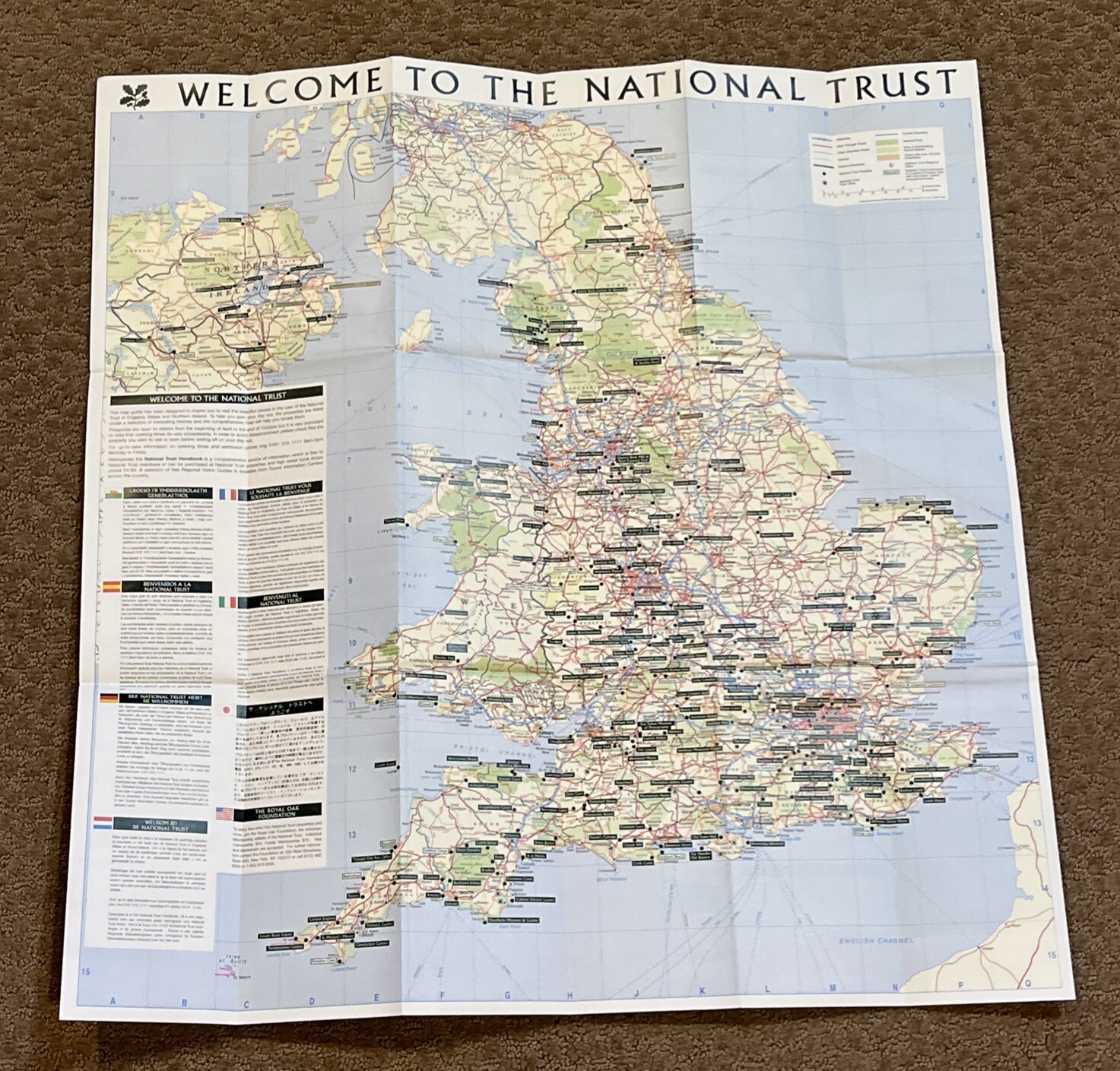 NATIONAL TRUST ENGLAND WALES & NORTHERN IRELAND BROCHURE & MAP 1997