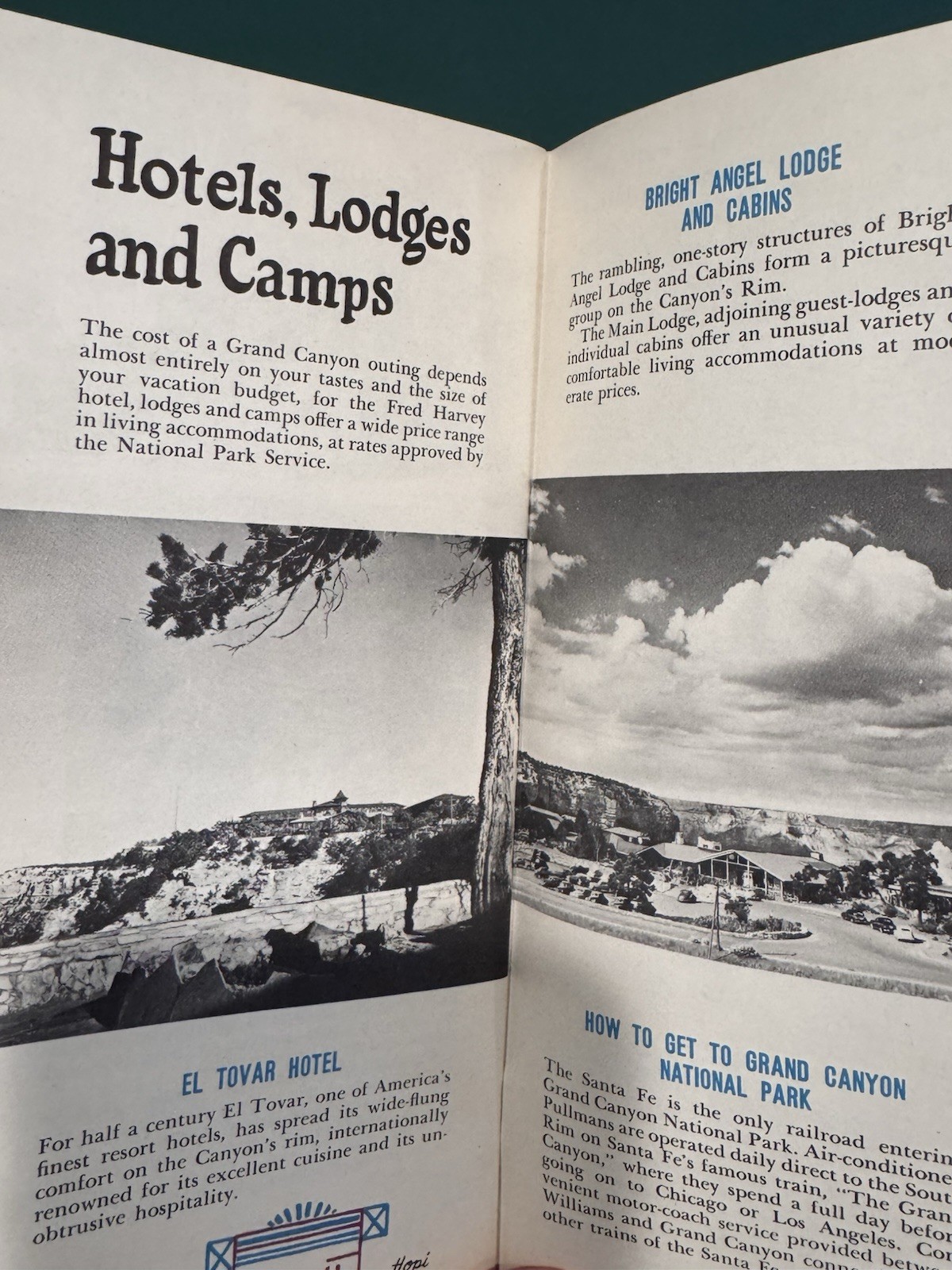 Santa Fe Railway Grand Canyon National Park, Arizona 1950s Travel Brochure