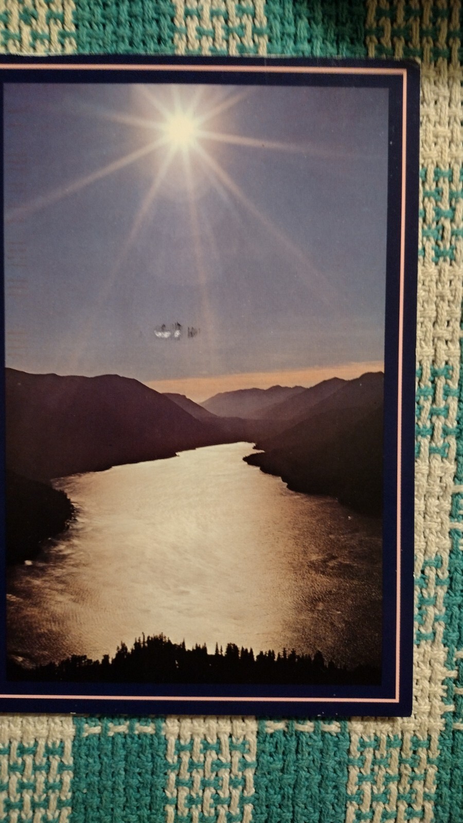 BEAUTIFUL CHROME STYLE POST CARD AERIAL VIEW LAKE CRESCENT WASHINGTON
