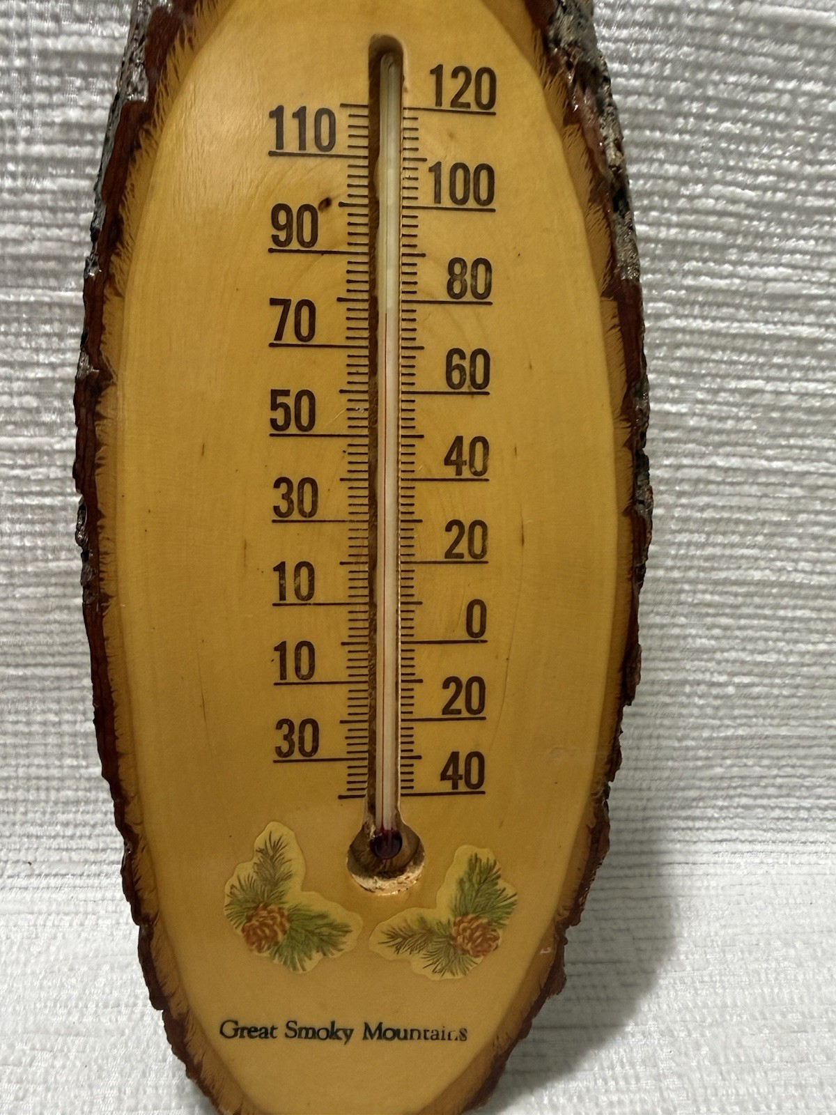 Vtg. “GREAT SMOKY MOUNTAINS” 11.75” Collector Wood Slice Wall Thermometer