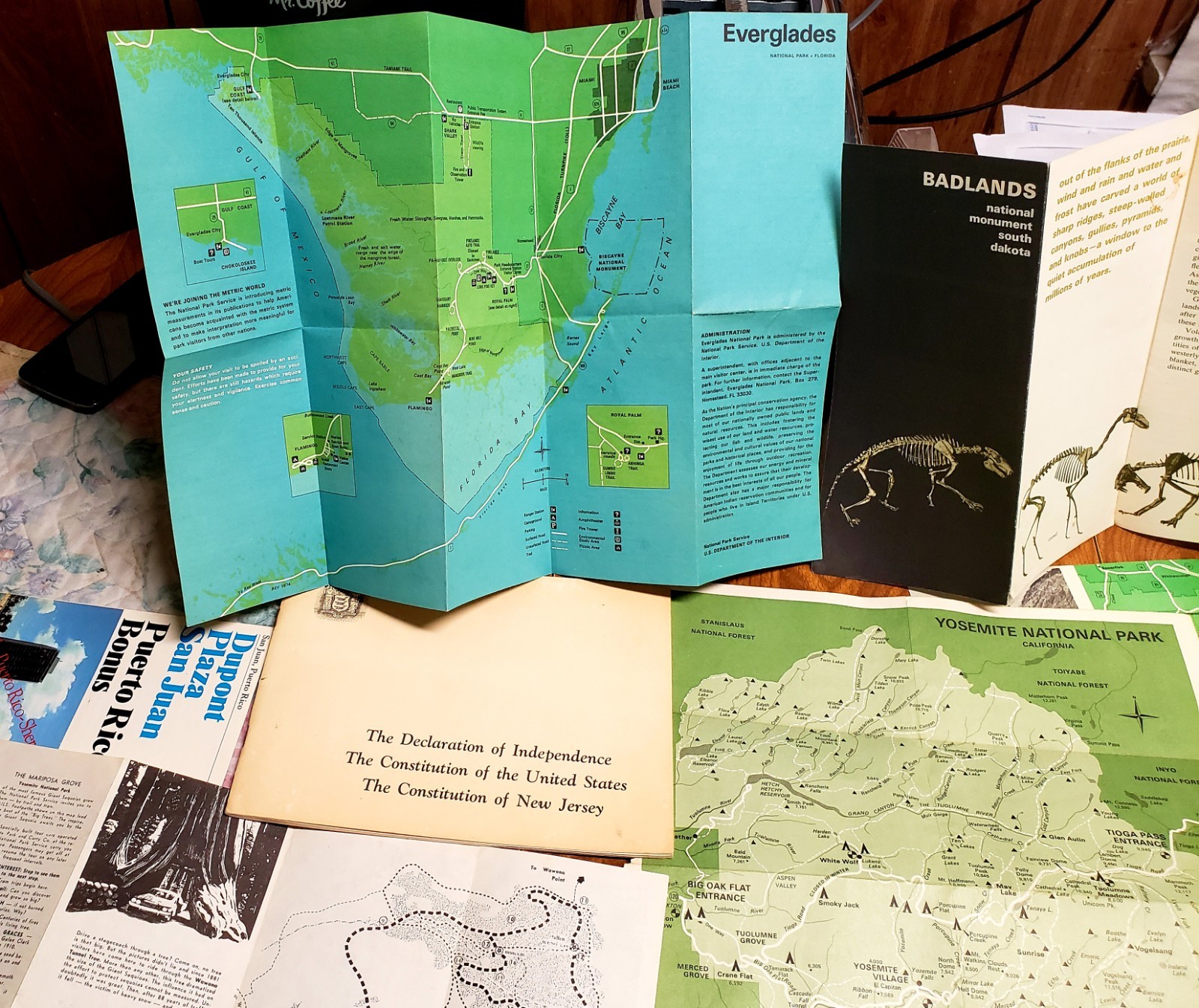 1970’s Parks Brochures & Maps Lot – Yosemite, Death Valley, Everglades, etc.