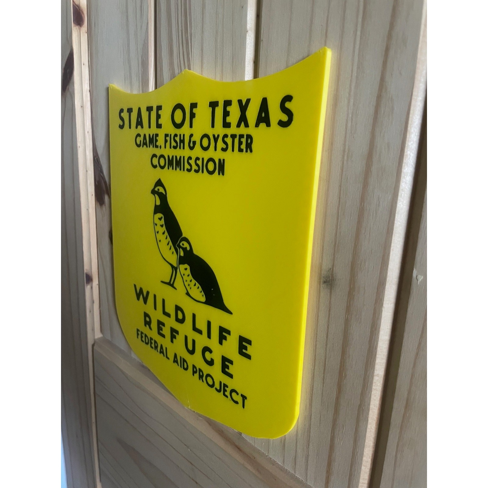 State of Texas Wildlife Refuge Sign Game Fish Oyster Federal Aid 3D Printed