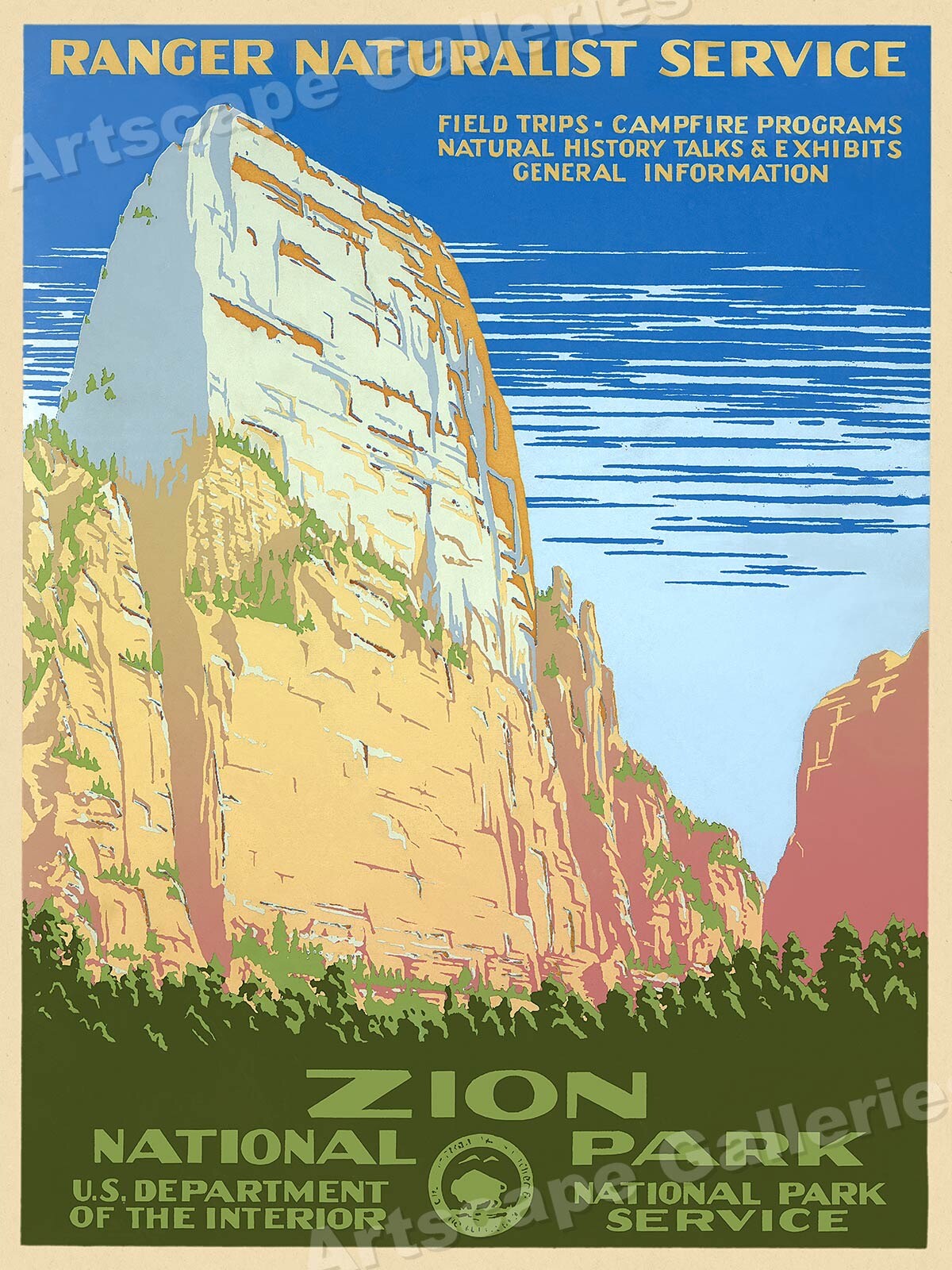 1930s “Zion National Park” Vintage Style WPA Travel Poster – 20×28