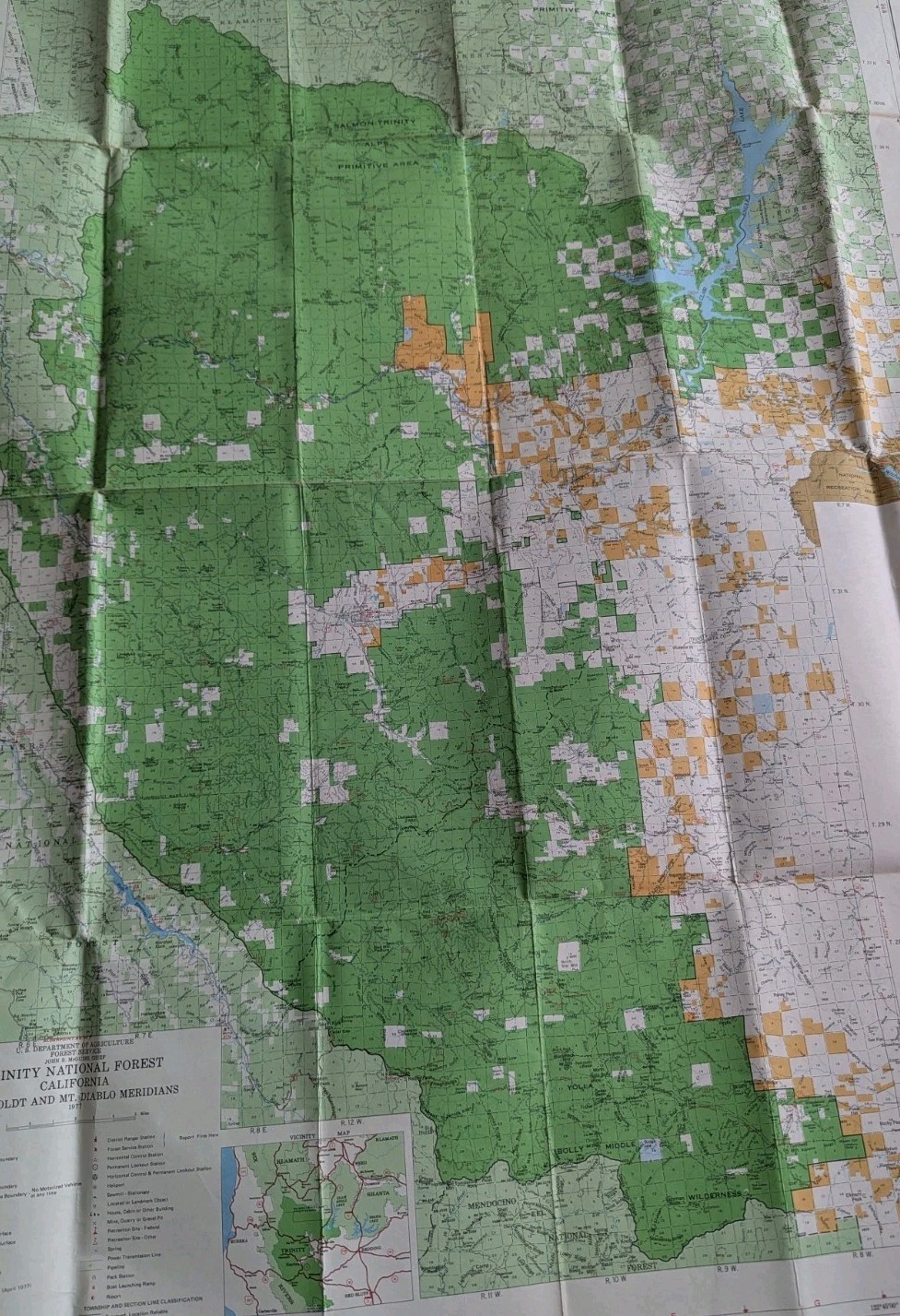 Vintage 1977 Map/Brochure Shasta National Forest Fold-Out