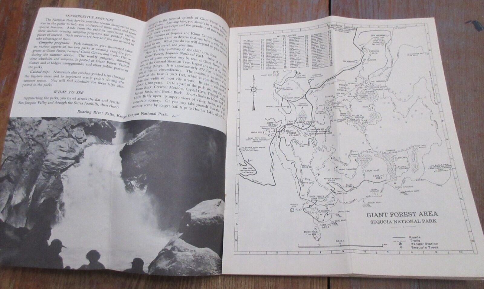 Vintage 1957 SEQUOIA AND KINGS CANYON NATIONAL PARKS CALIFORNIA Map & Guide