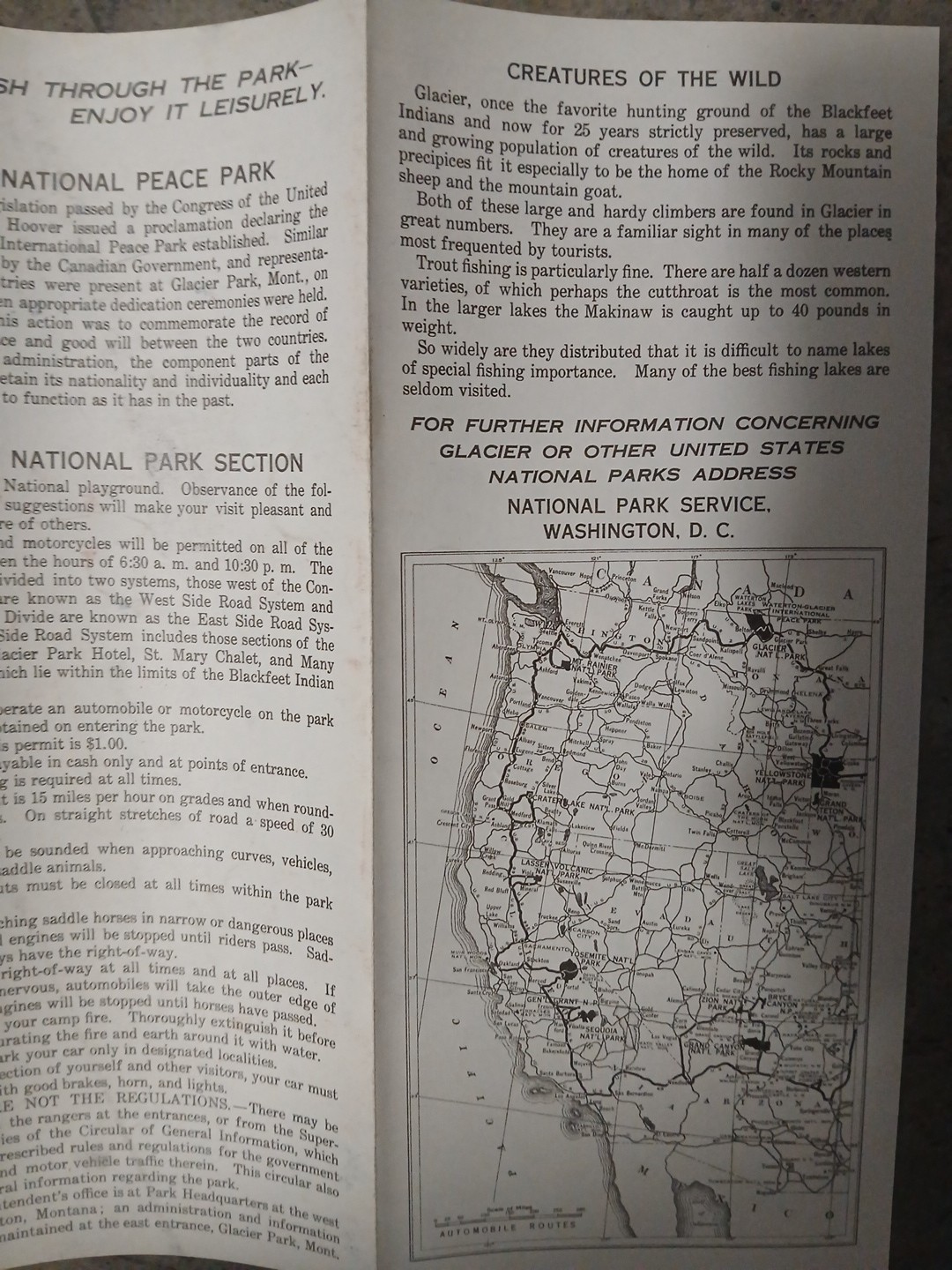 1938 Motorists Guide Waterton, Glacier National Park & International Peace Park