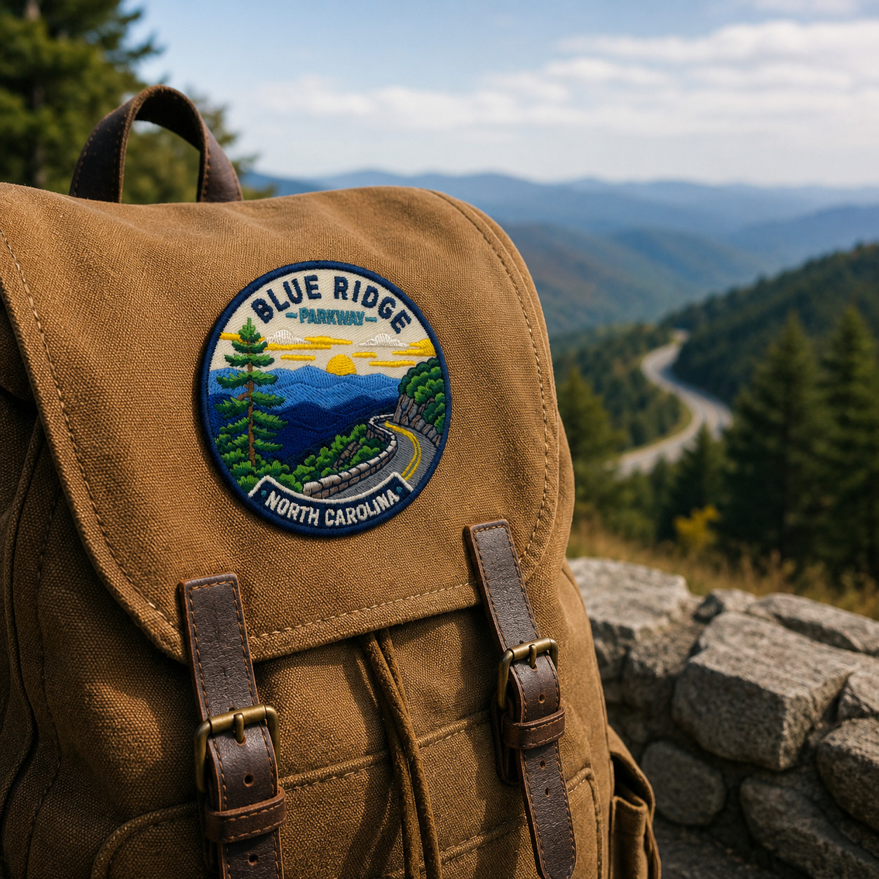 Blue Ridge Parkway Patch North Carolina 3″ Embroidered Iron On Travel Badge