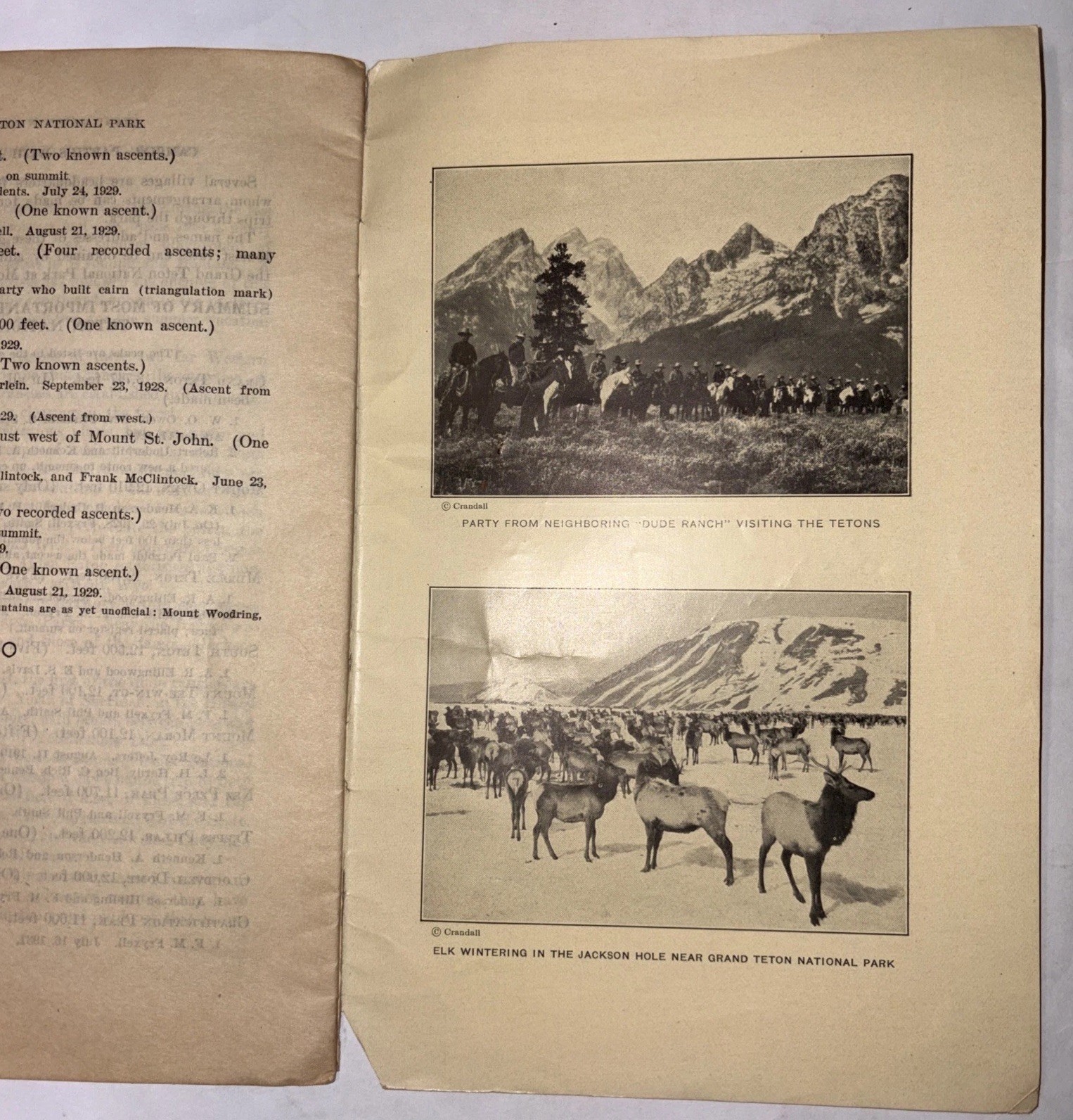 Grand Teton National Park Wyoming 1932 June To Sept Season Pamphlet Brochure