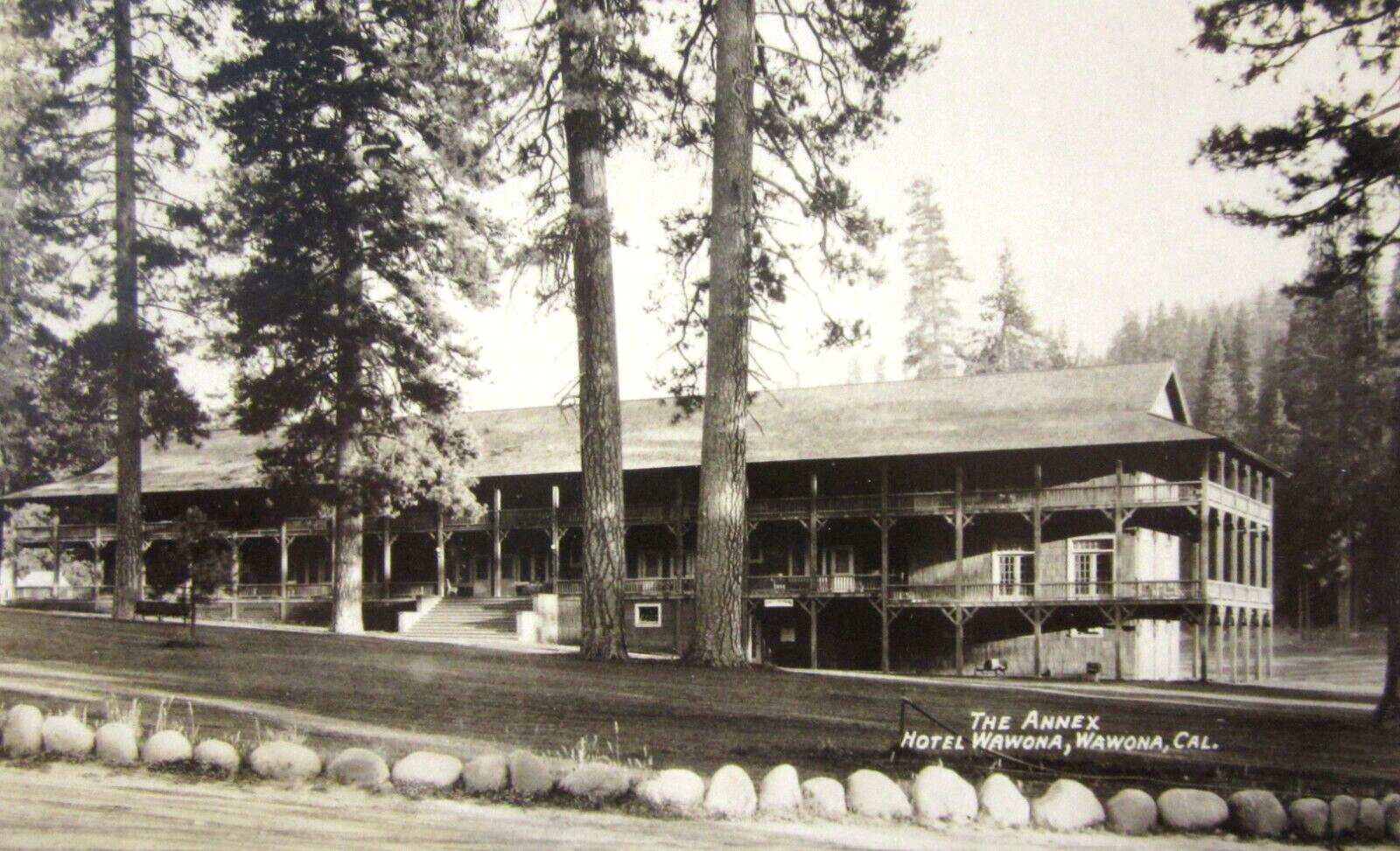 Vintage Yosemite Wawona Hotel Annex Real Photo Postcard RPPC Cancel 1927