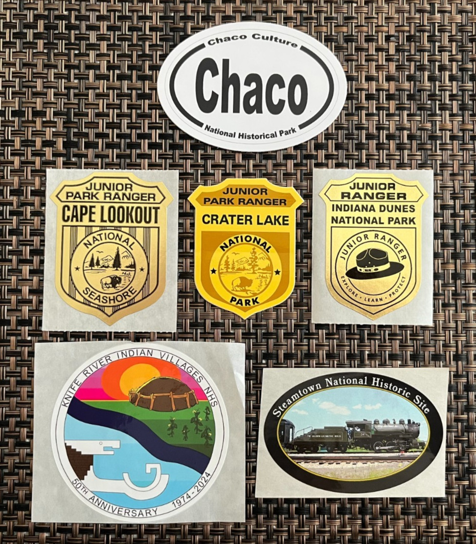 Lot of 6 NATIONAL PARK SERVICE STICKER/DECAL Junior Ranger/Crater Lake/Chaco ++